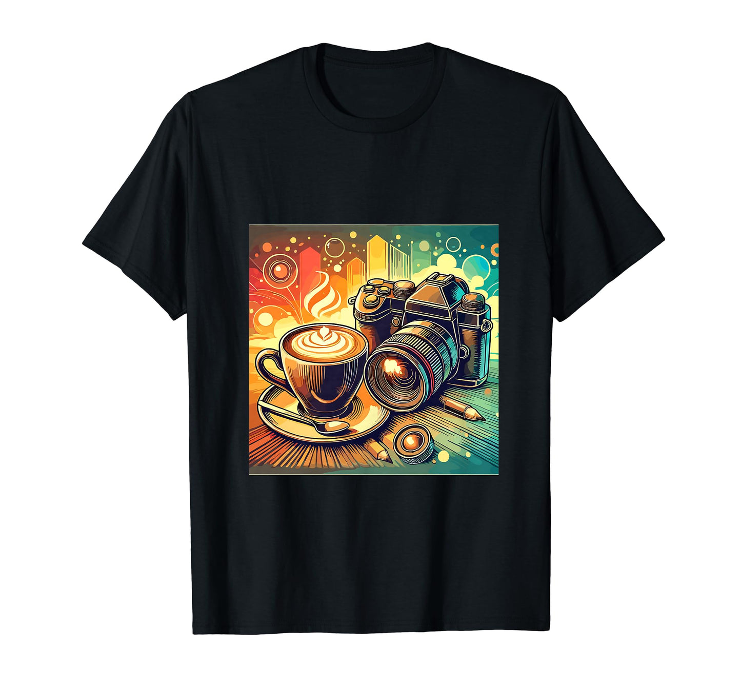 Coffee Camera Photography Present Funny T-Shirt - Graphic Print Men Women - T-Shirt, Sweatshirt, Hoodie