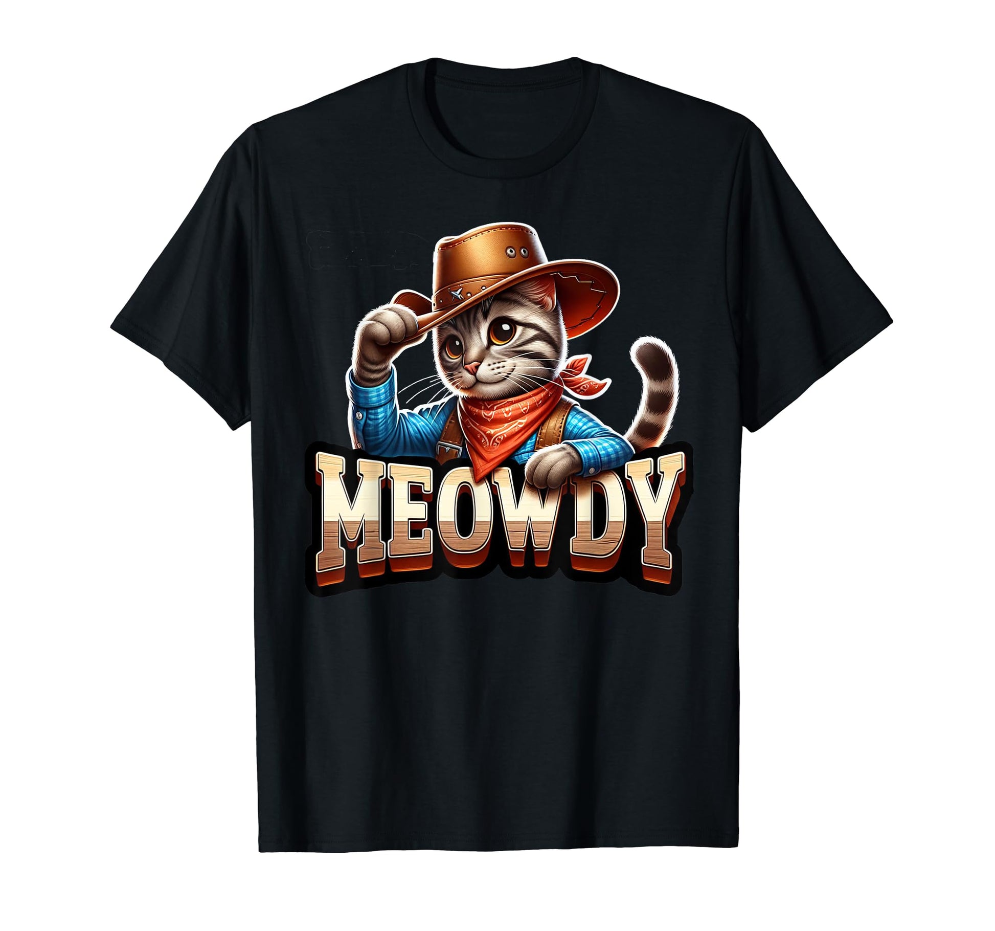 Meowdy Funny Country Side Cat Hat T-Shirt - Minimalist Print Men Women - T-Shirt, Sweatshirt, Hoodie