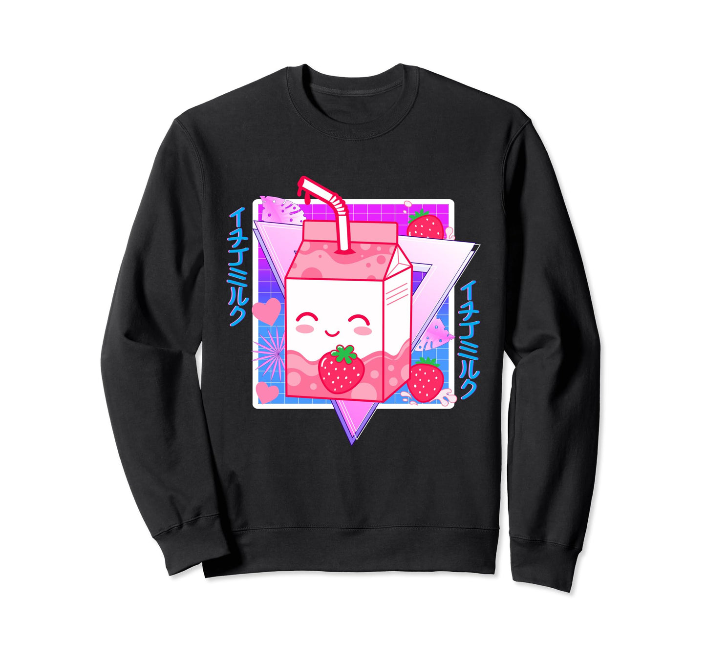 Strawberry Milk Carton Vaporwave Sweatshirt - Trendy Graphic Unisex - T-Shirt, Sweatshirt, Hoodie