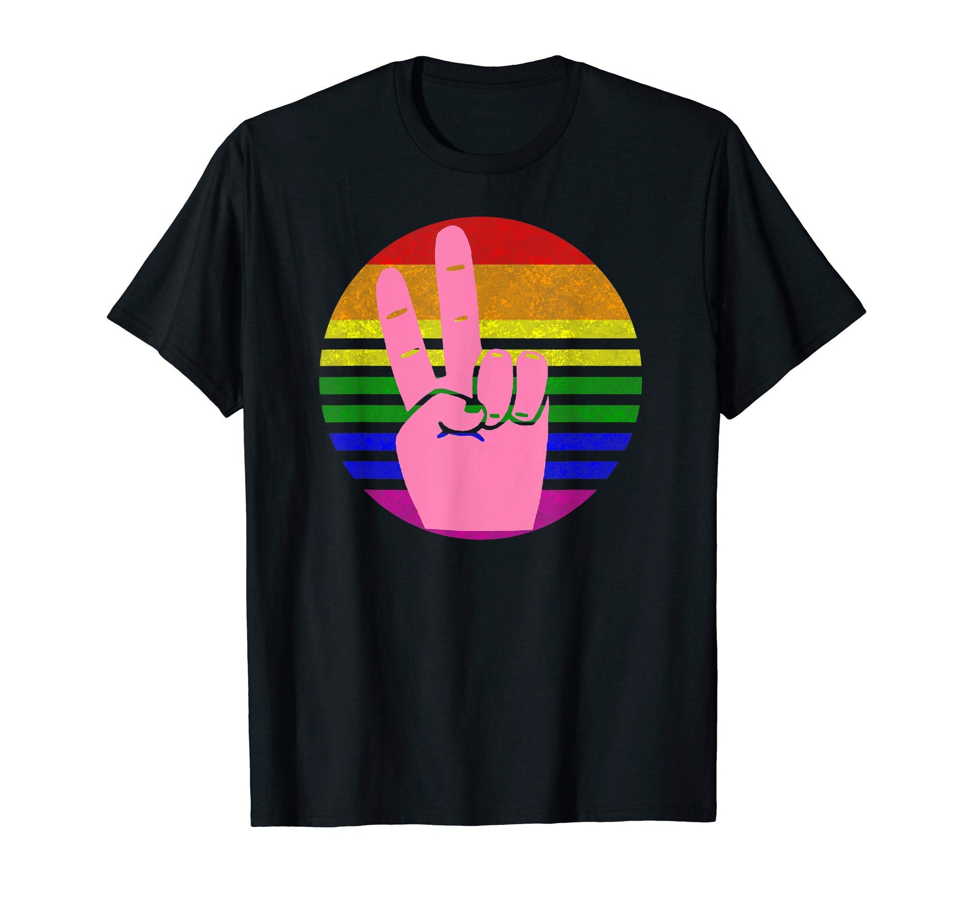 Pride Month Rainbow Peace Out Sign T-Shirt - Novelty Apparel for Adults - T-Shirt, Sweatshirt, Hoodie