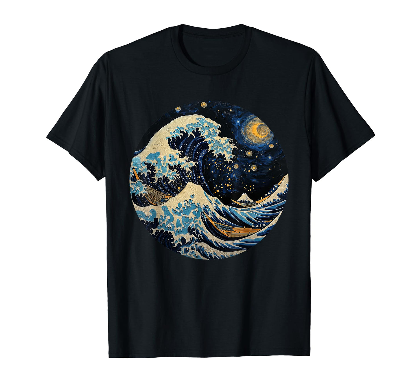 Aesthetic Vaporwave Great Wave Starry T-Shirt - Trendy Graphic for Adults - T-Shirt, Sweatshirt, Hoodie