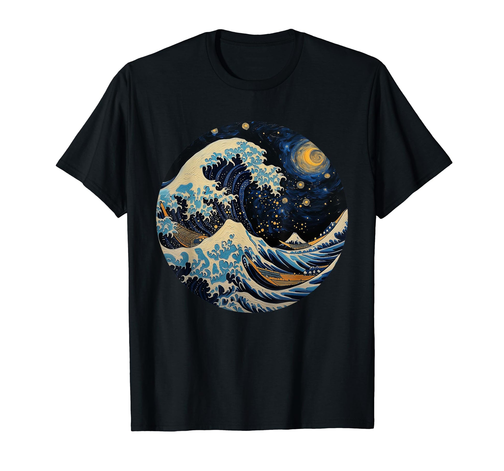 Aesthetic Vaporwave Great Wave Starry T-Shirt - Trendy Graphic for Adults - T-Shirt, Sweatshirt, Hoodie