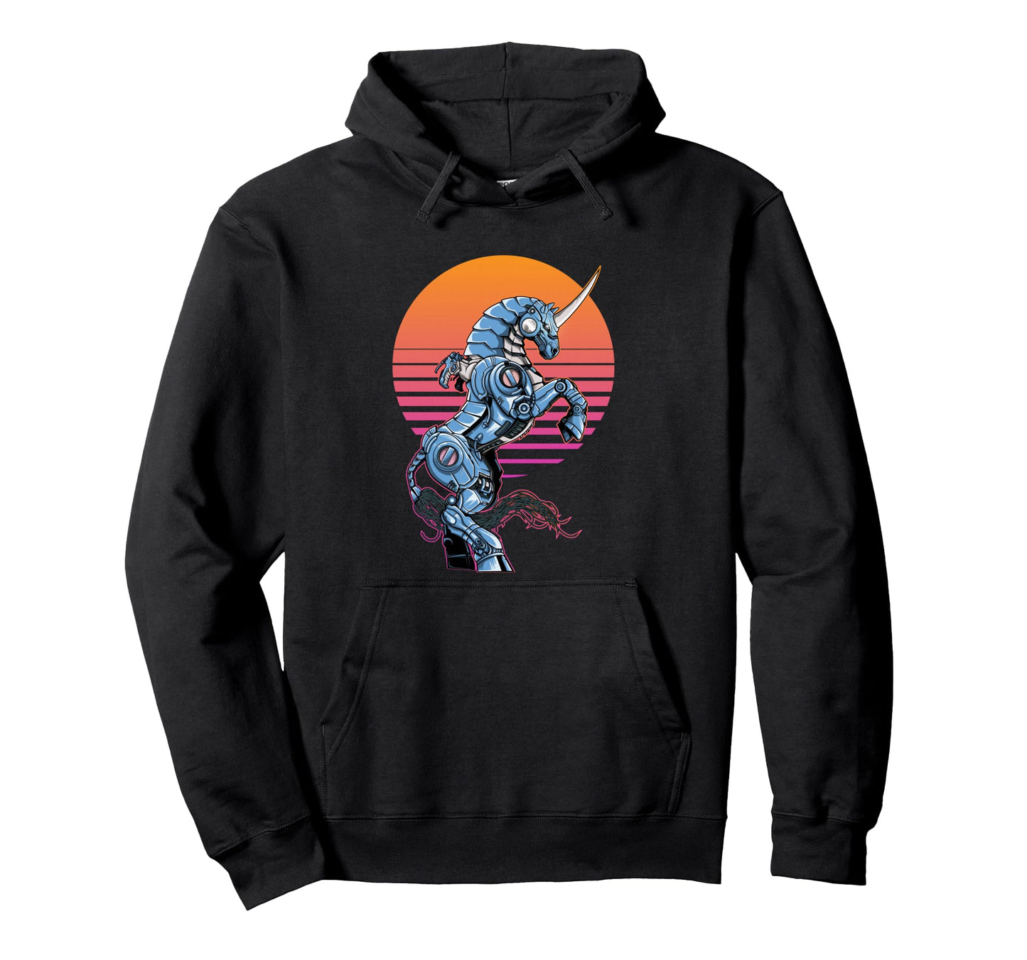 Mecha Unicorn Vaprowave Aesthetic Edgy Hoodie - Graphic Print for Adults - T-Shirt, Sweatshirt, Hoodie