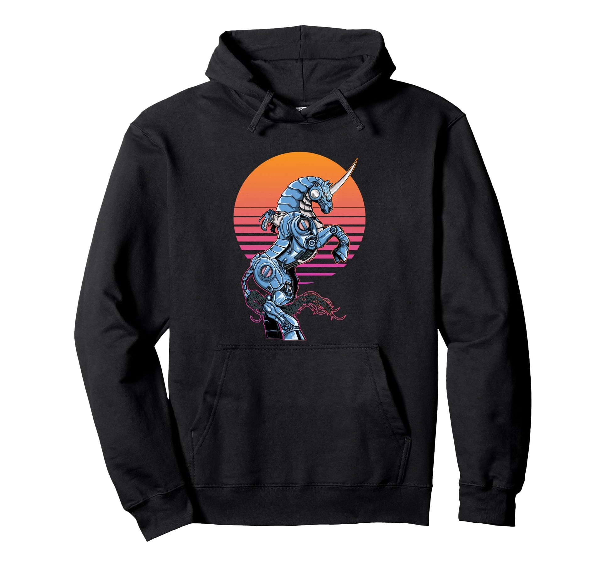 Mecha Unicorn Vaprowave Aesthetic Edgy Hoodie - Graphic Print for Adults - T-Shirt, Sweatshirt, Hoodie