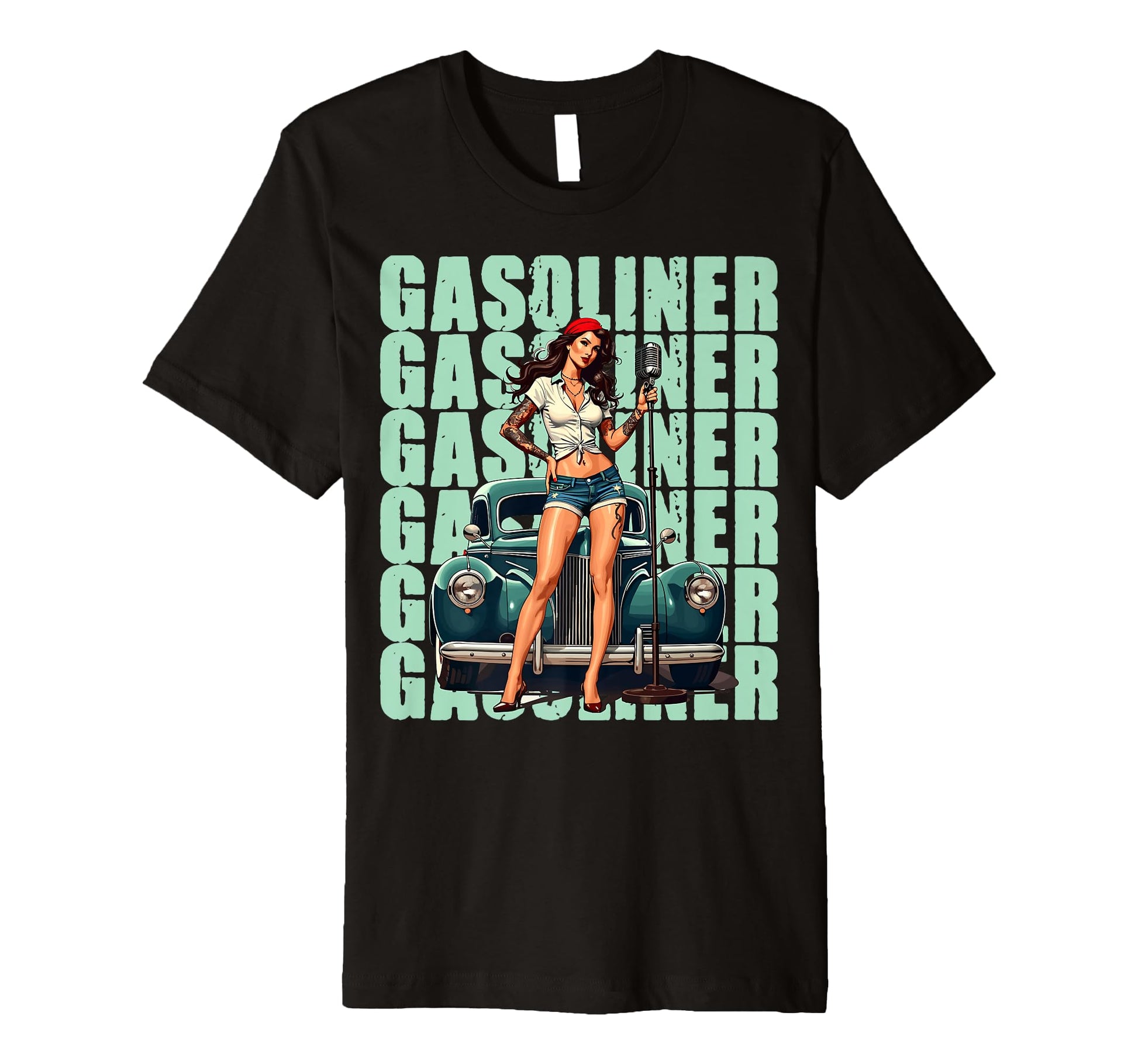 Gasoline Car Pin Up T-Shirt - Novelty Apparel Men Women - T-Shirt, Sweatshirt, Hoodie