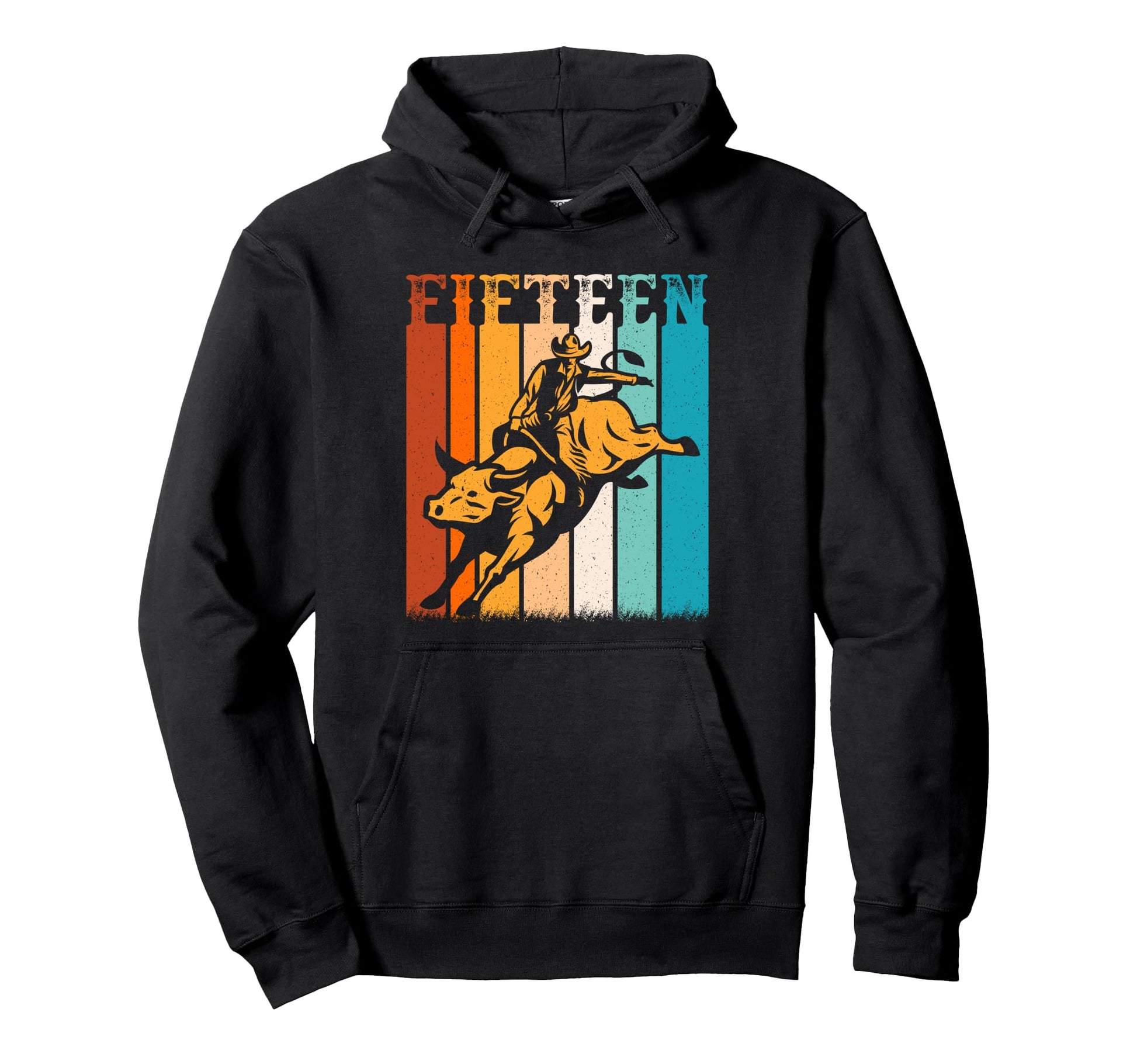 Bull Riding 15Th Birthday 15 Year Old Hoodie - Novelty Apparel Unisex - T-Shirt, Sweatshirt, Hoodie