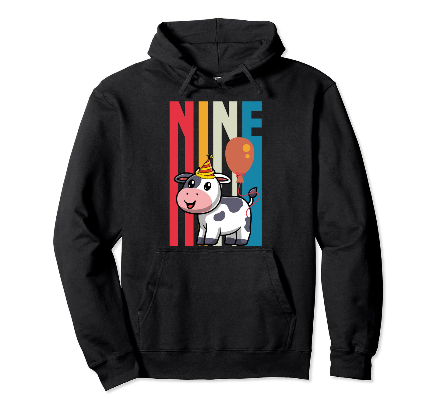 Cow Birthday Party Supply 9 Year Old Hoodie - Novelty Apparel for Adults - T-Shirt, Sweatshirt, Hoodie
