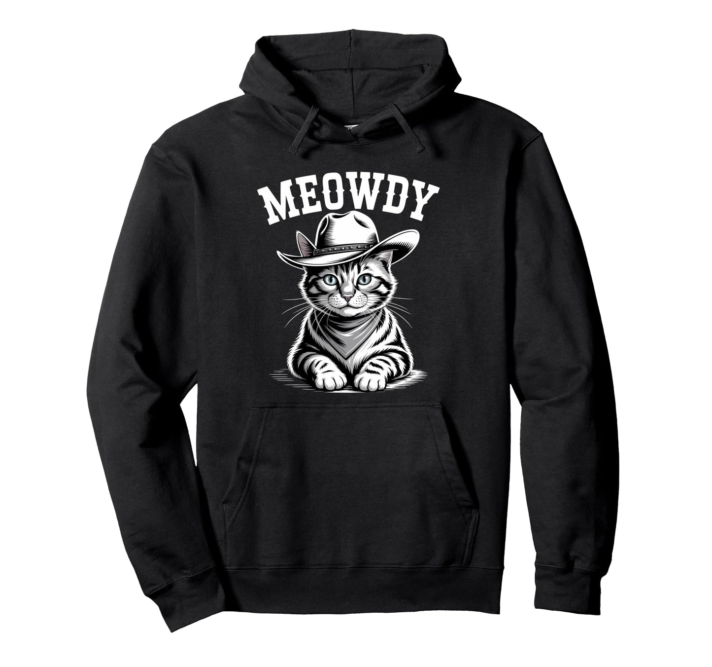 Meowdy Cat Country Western Funny Cowboy Hoodie - Graphic Print for Adults - T-Shirt, Sweatshirt, Hoodie