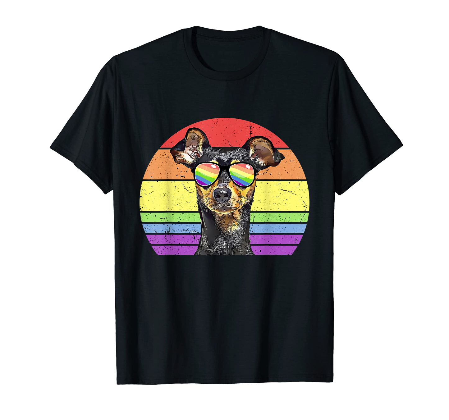 Lgbtq Miniature Pinscher Dog Rainbow T-Shirt - Custom Art Print for Adults - T-Shirt, Sweatshirt, Hoodie