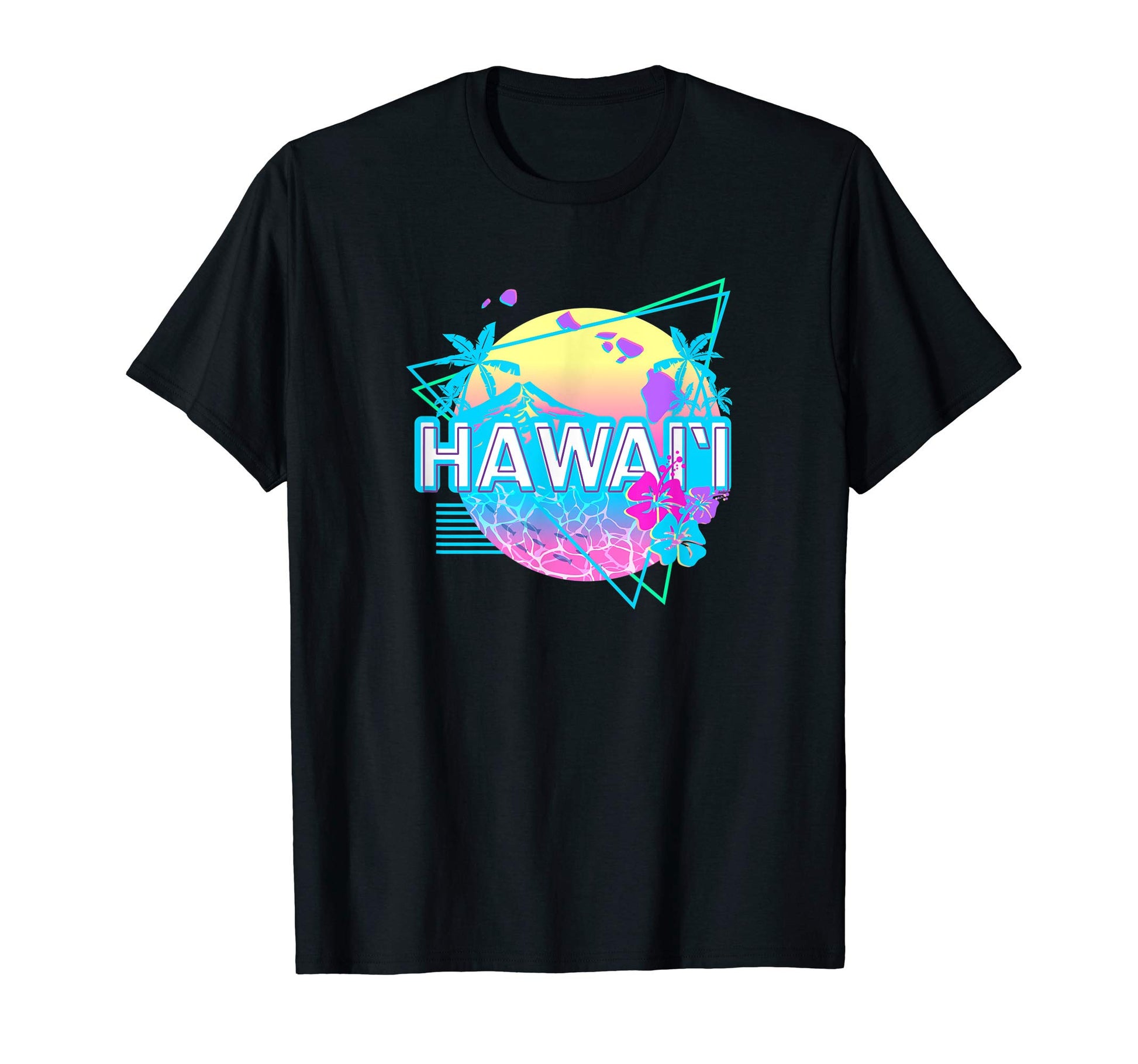 Aesthetic Hawaii Vaporwave Hawaiian Map T-Shirt - Graphic Print Men Women - T-Shirt, Sweatshirt, Hoodie