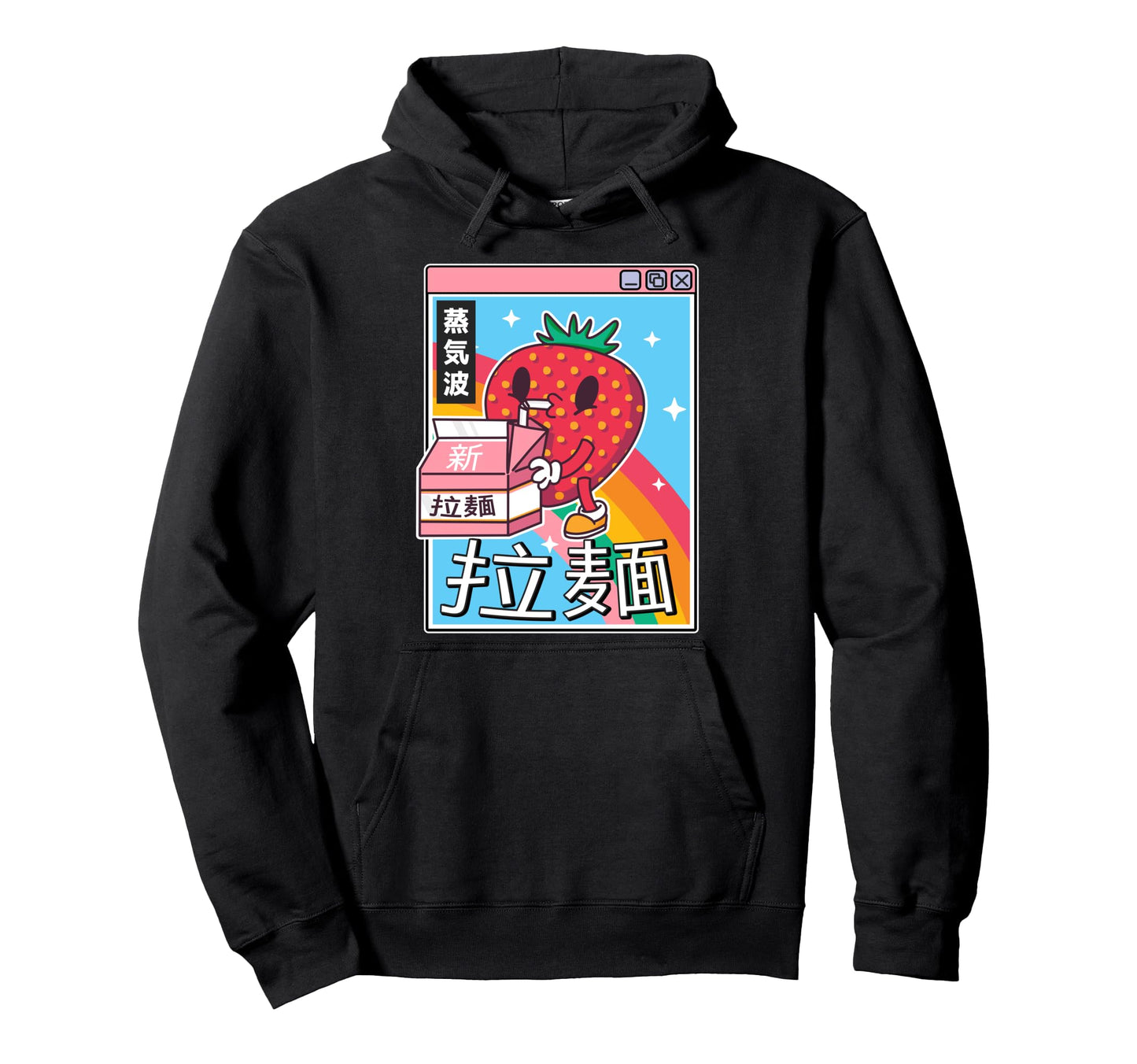 Strawberry Milk Carton Kawaii Hoodie - Fun Novelty Design Men Women - T-Shirt, Sweatshirt, Hoodie