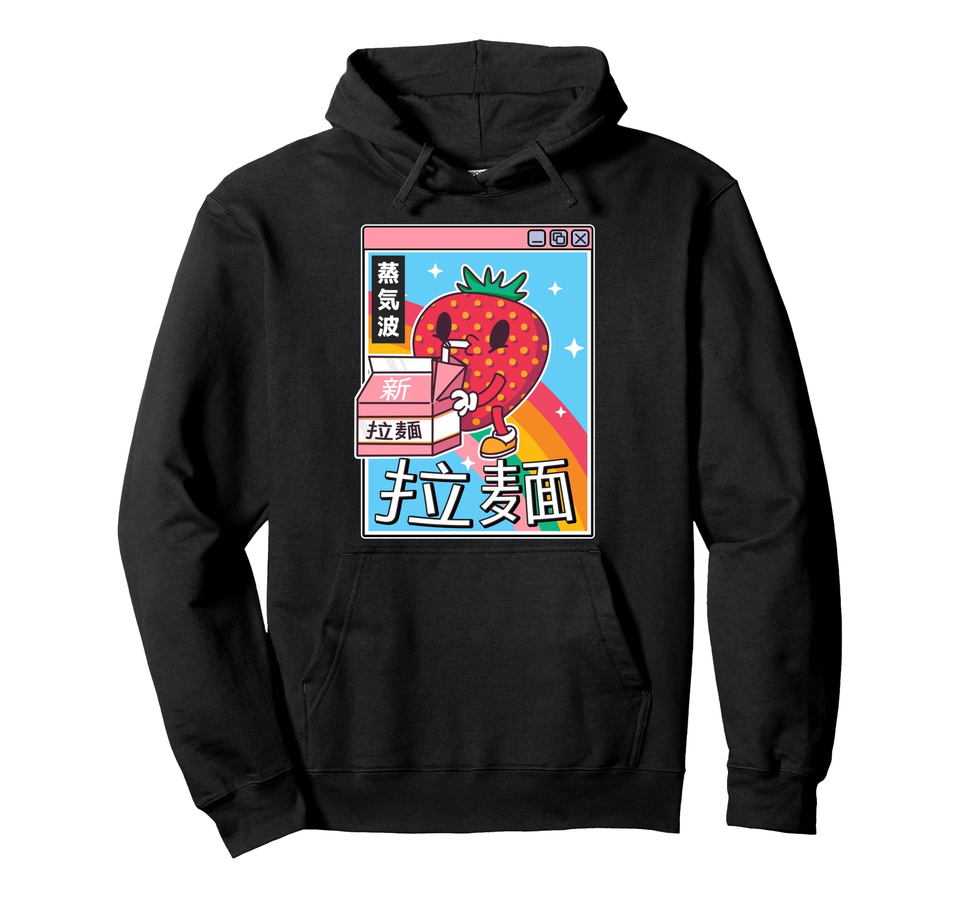 Strawberry Milk Carton Kawaii Hoodie - Fun Novelty Design Men Women - T-Shirt, Sweatshirt, Hoodie