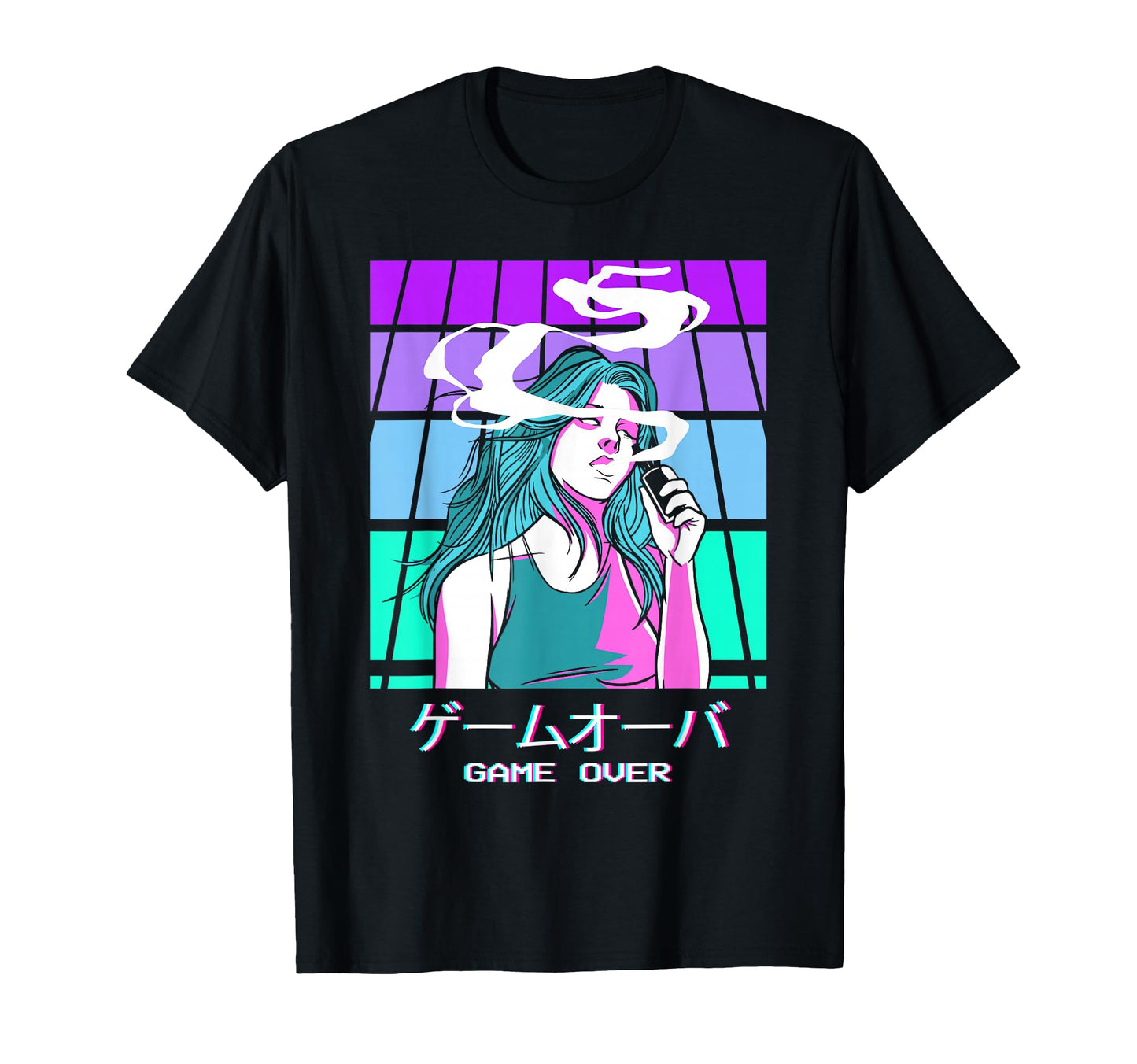 Game Over Anime Vaporwave Aesthetic T-Shirt - Minimalist Print for Adults - T-Shirt, Sweatshirt, Hoodie