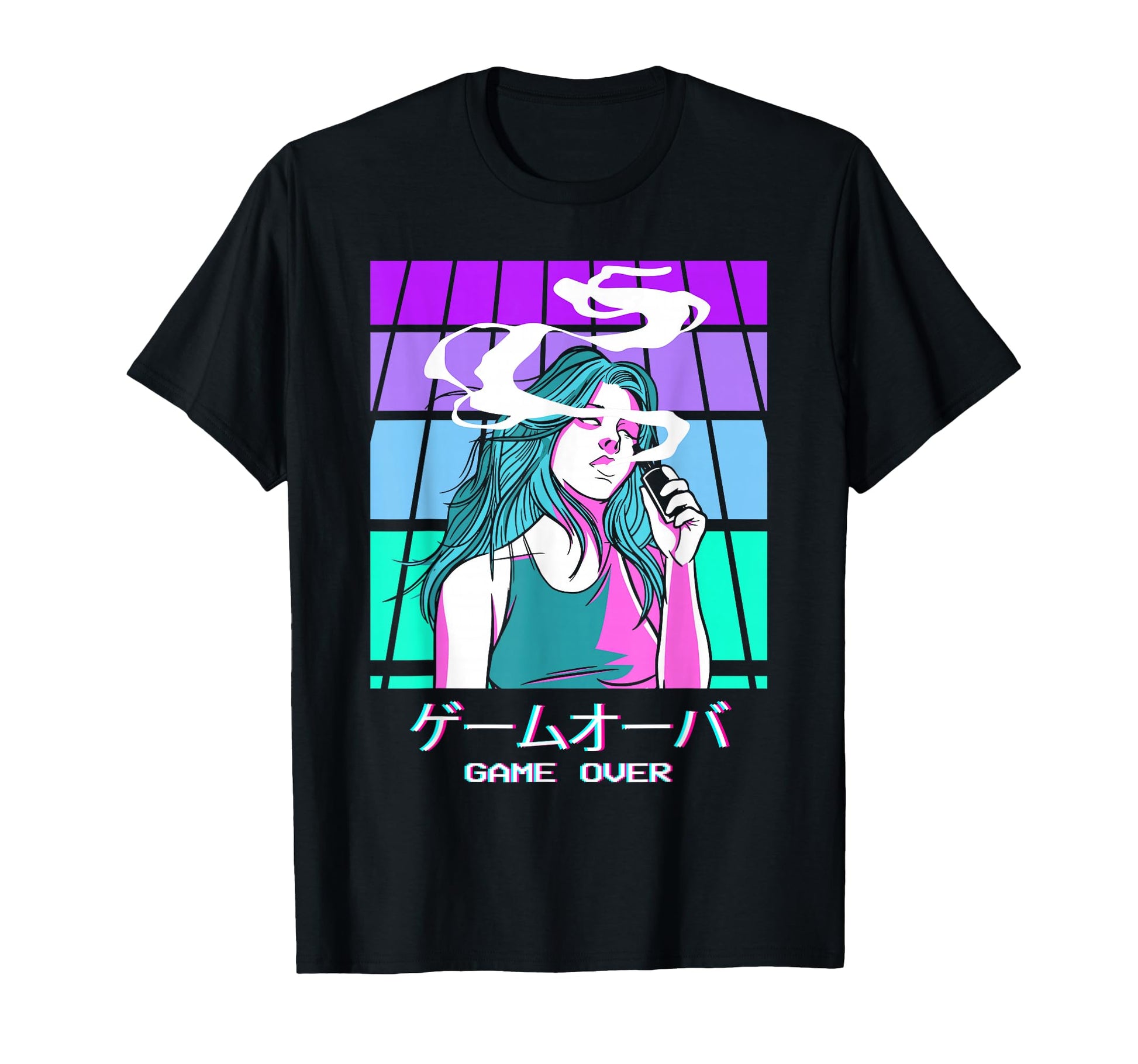 Game Over Anime Vaporwave Aesthetic T-Shirt - Minimalist Print for Adults - T-Shirt, Sweatshirt, Hoodie