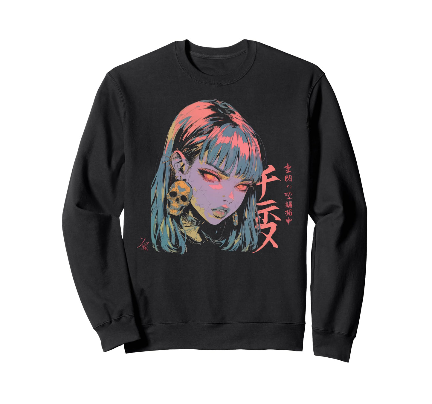 Goth Grunge Demon Anime Waifu Horror Sweatshirt - Novelty Apparel Unisex - T-Shirt, Sweatshirt, Hoodie