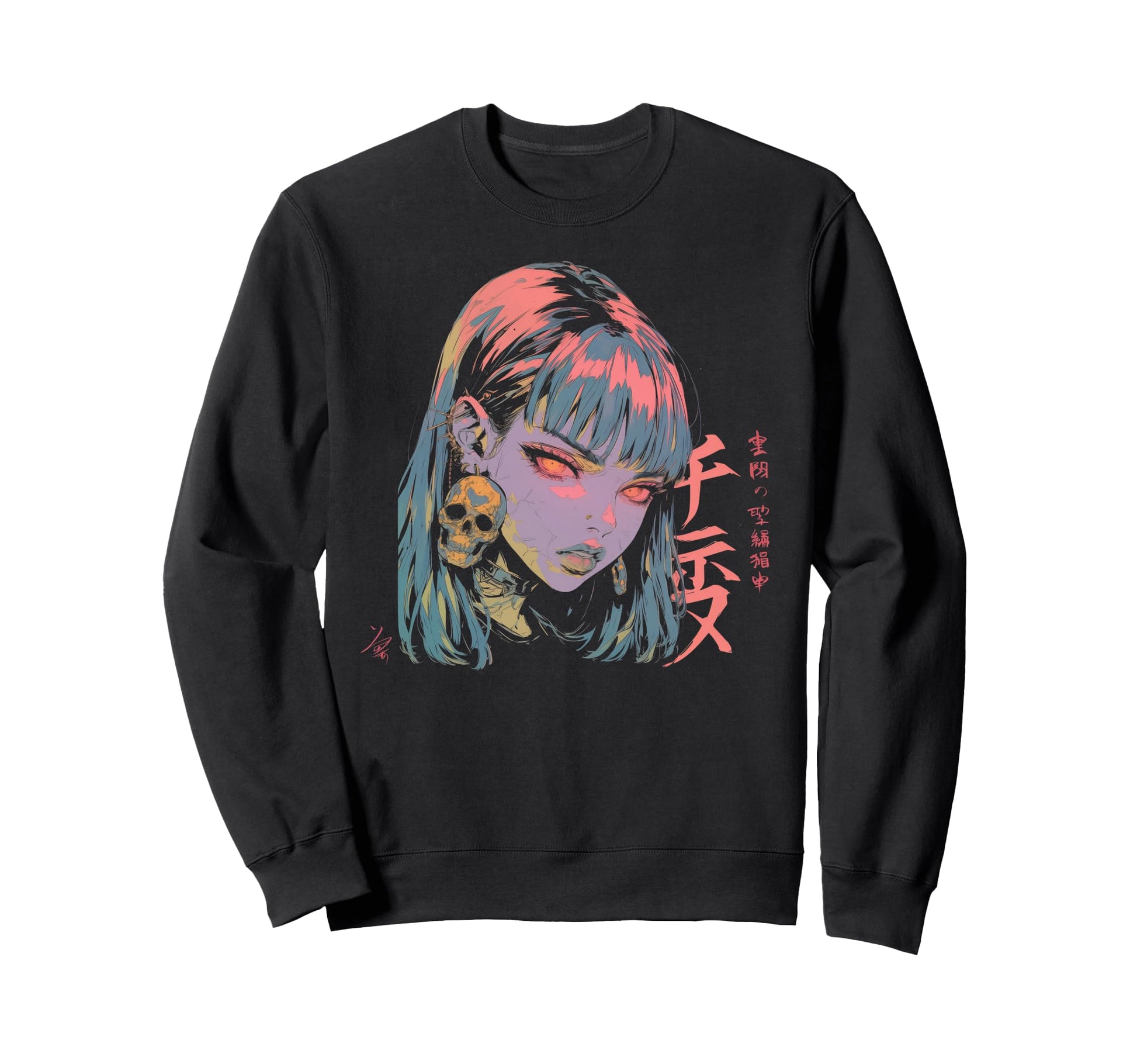 Goth Grunge Demon Anime Waifu Horror Sweatshirt - Novelty Apparel Unisex - T-Shirt, Sweatshirt, Hoodie