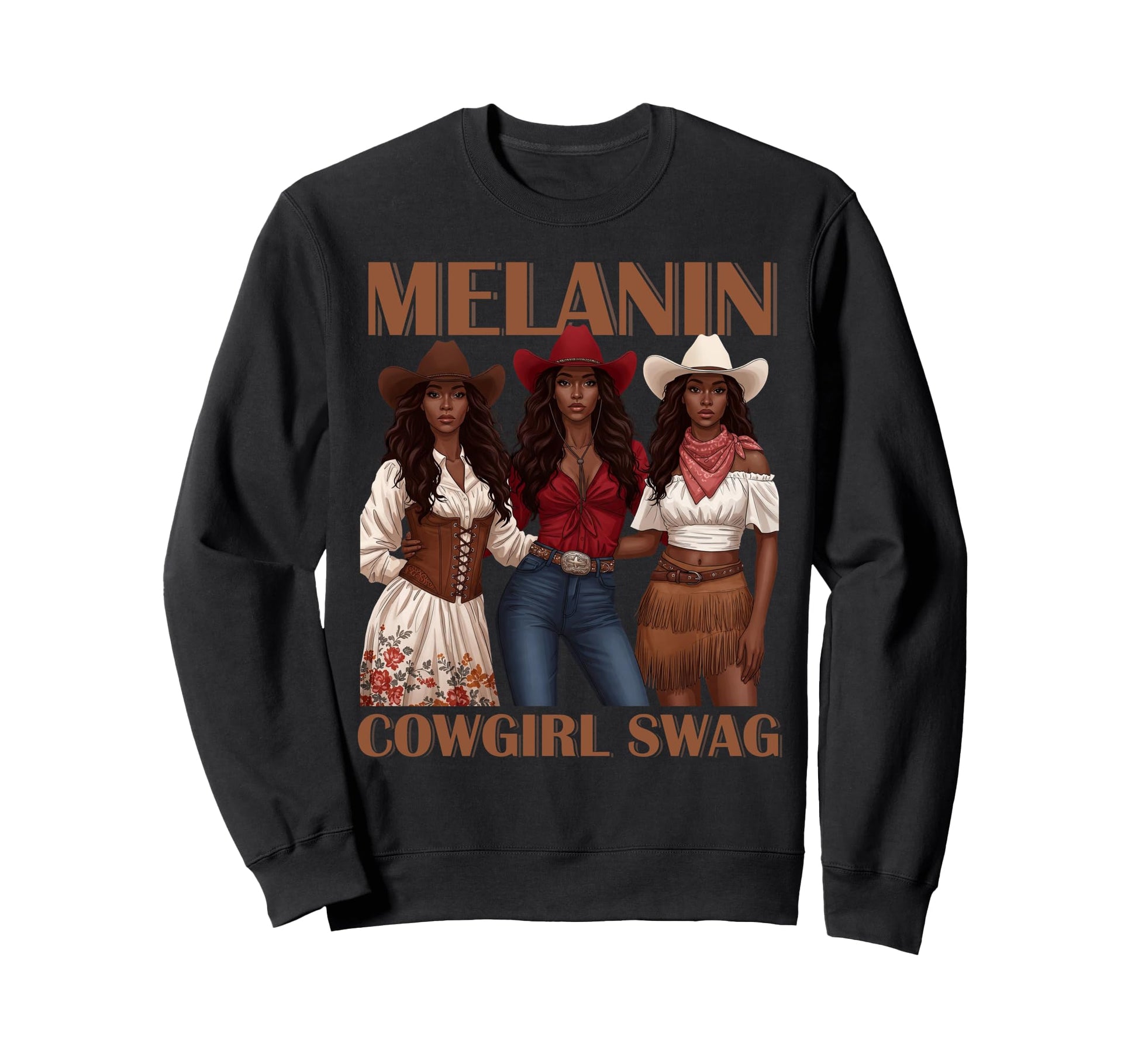 Lets Go Western Country Melanin Sweatshirt - Fun Novelty Design Unisex - T-Shirt, Sweatshirt, Hoodie