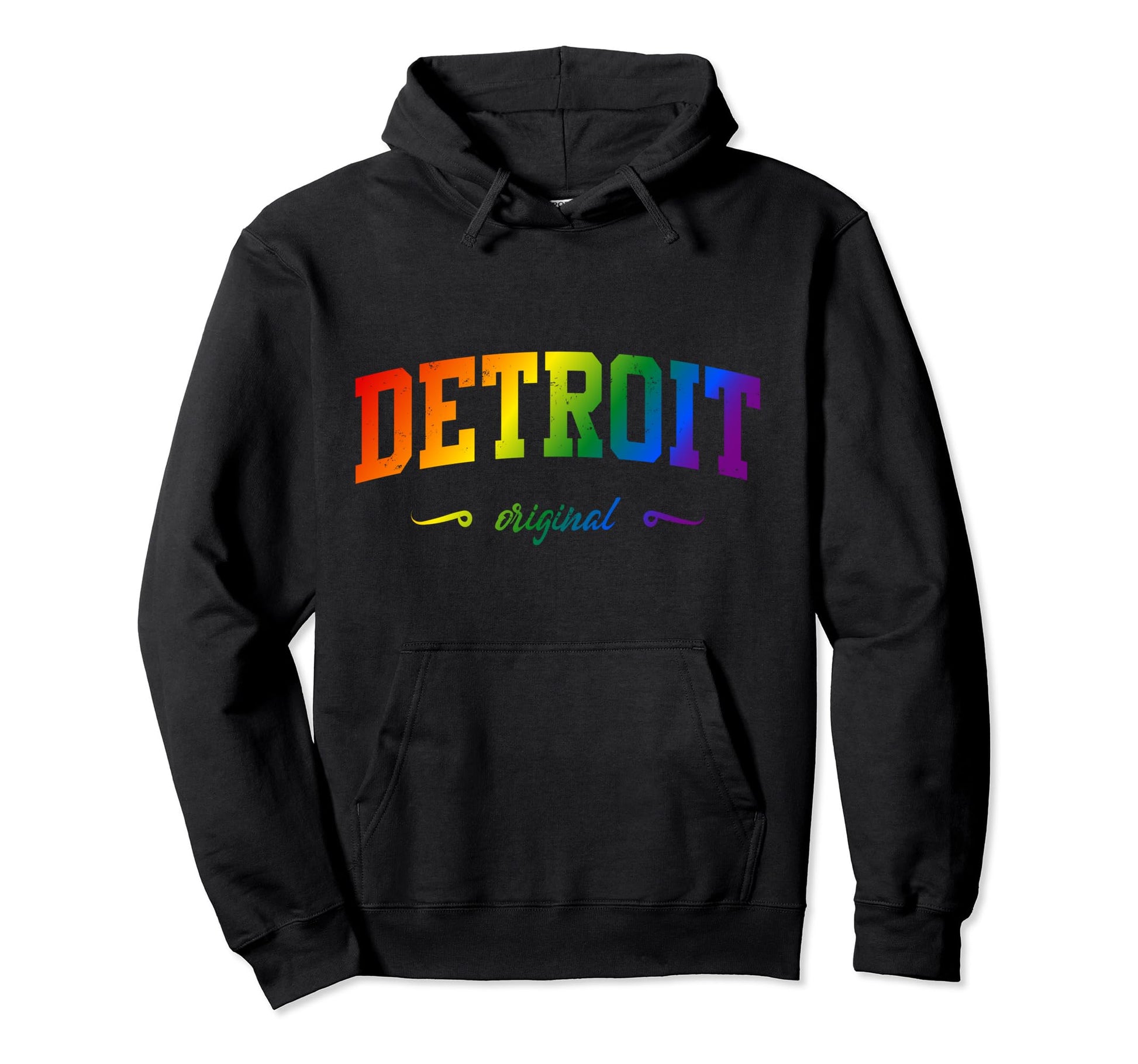 Detroit Michigan Lgbtqai Rainbow Hoodie - Minimalist Print Men Women - T-Shirt, Sweatshirt, Hoodie