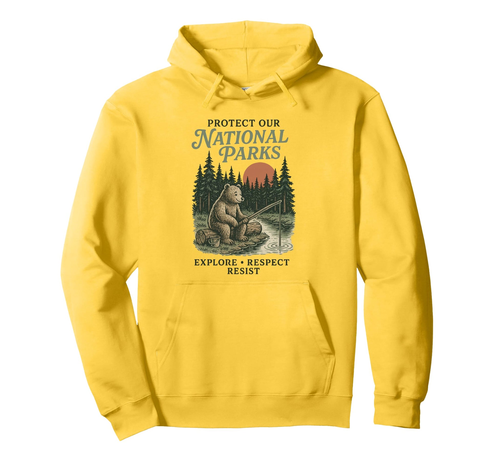 Protect Our National Parks Nature Bear Hoodie - Trendy Graphic Unisex - T-Shirt, Sweatshirt, Hoodie