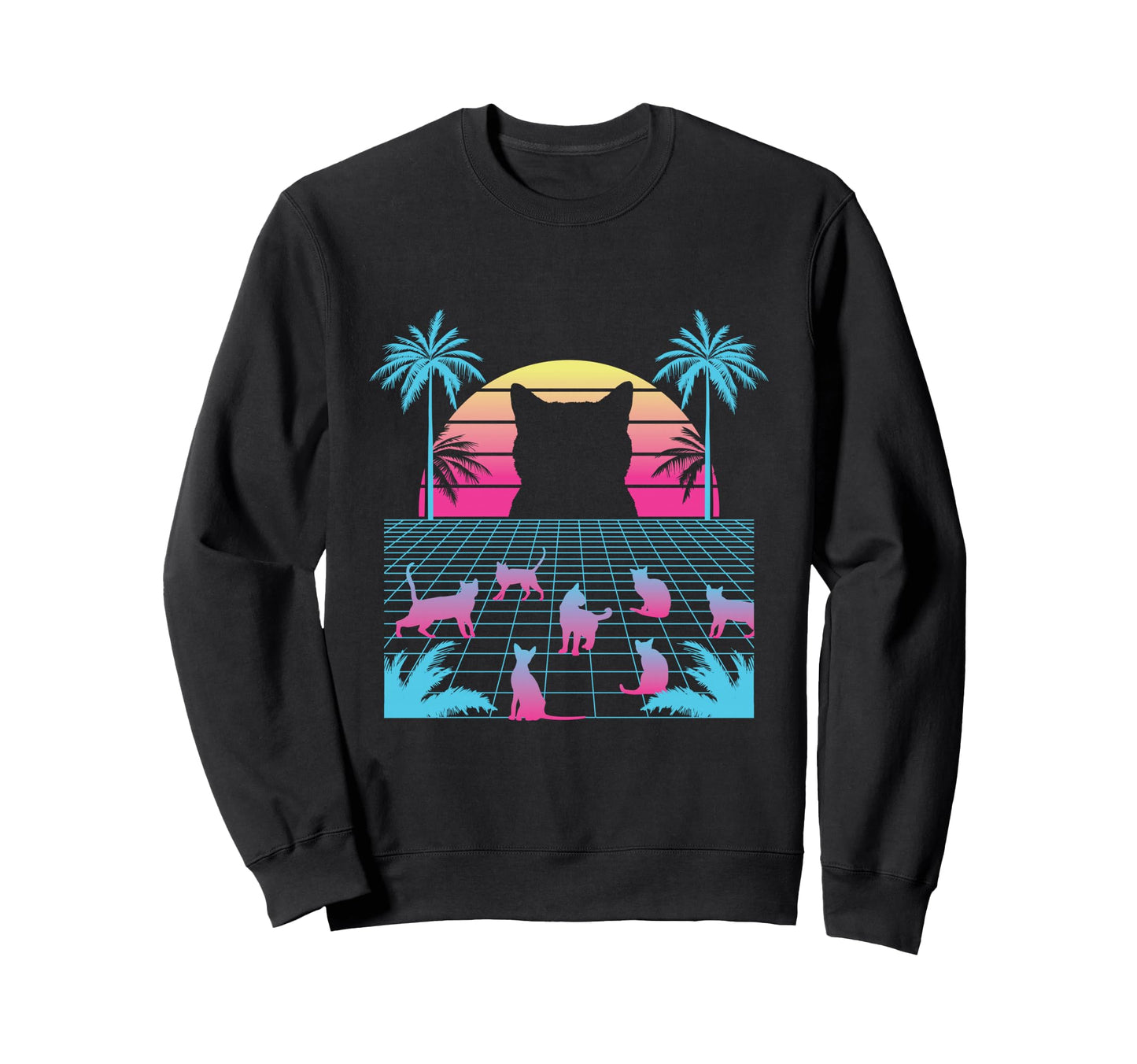 Vaporwave Cat Aesthetic Egirl Eboy Sweatshirt - Trendy Graphic Men Women - T-Shirt, Sweatshirt, Hoodie