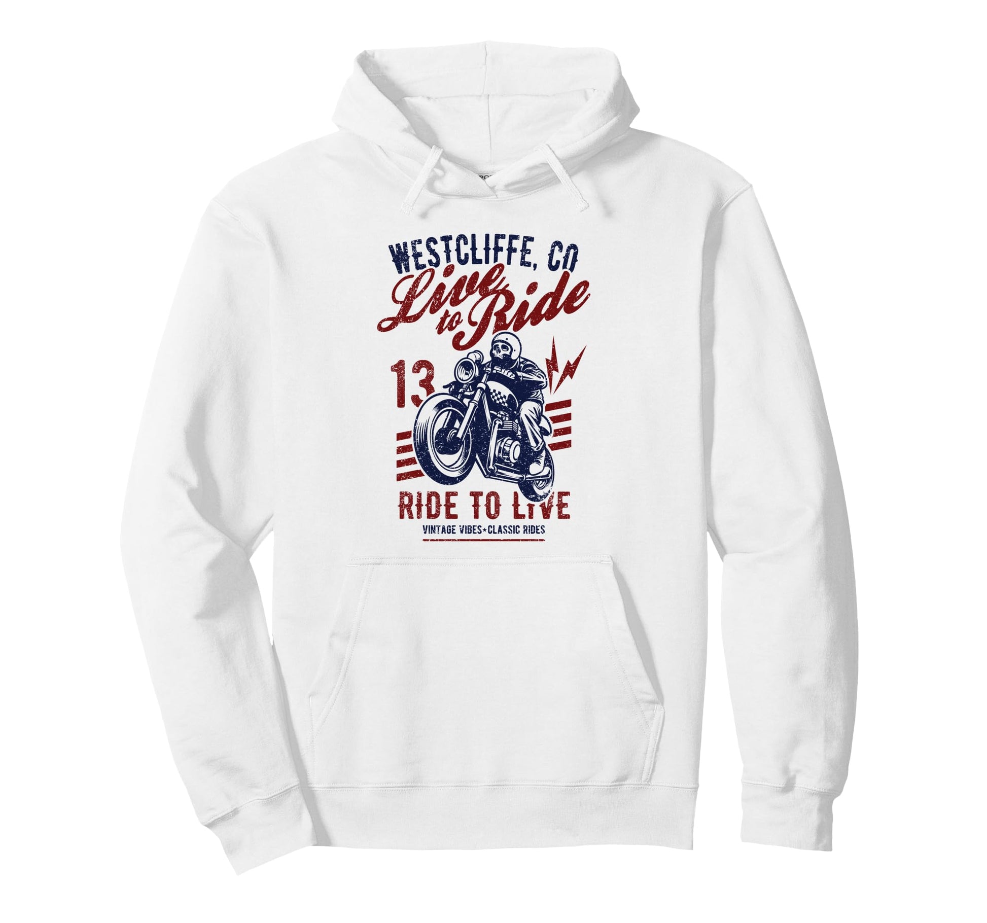 Westcliffe Colorado Motorcycle Skull Hoodie - Graphic Print for Adults - T-Shirt, Sweatshirt, Hoodie