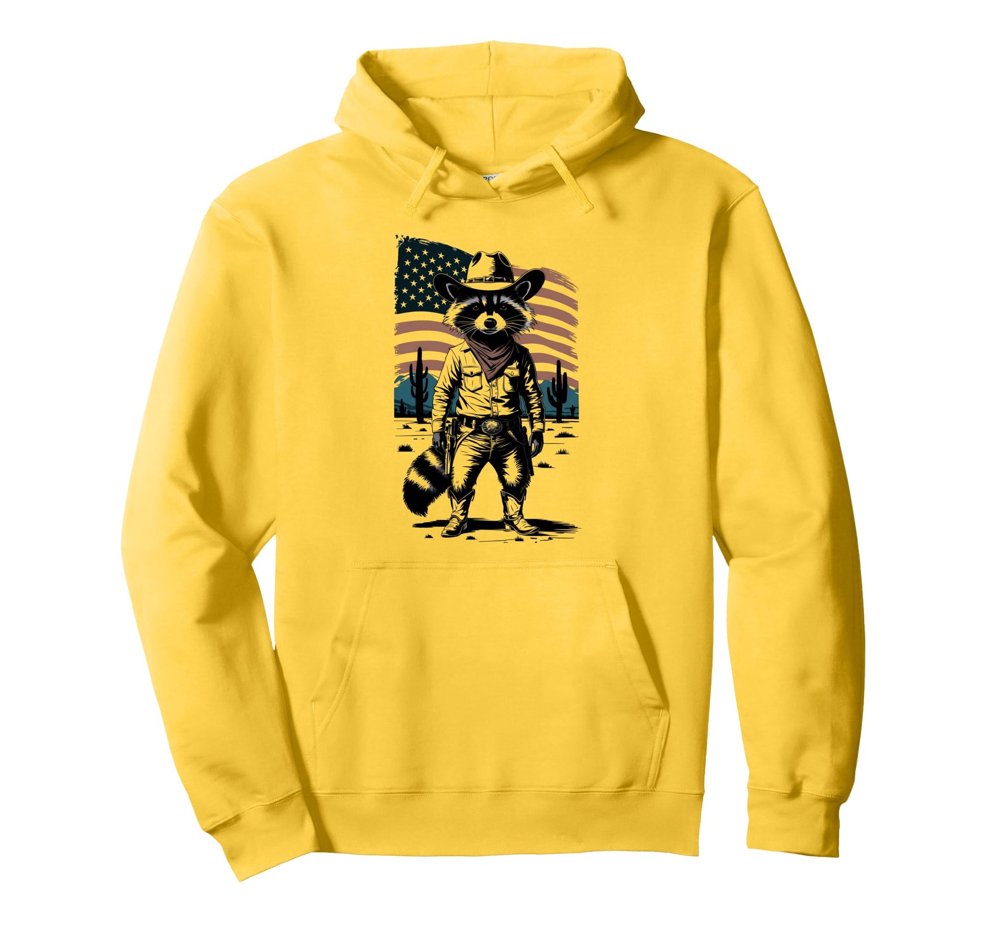 Racoon Trash Panda Cowboy Western Hoodie - Trendy Graphic for Adults - T-Shirt, Sweatshirt, Hoodie