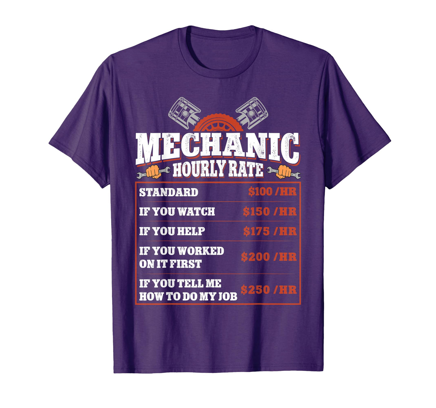Funny Mechanic Hourly Rate Labor Rates T-Shirt - Novelty Apparel Unisex - T-Shirt, Sweatshirt, Hoodie