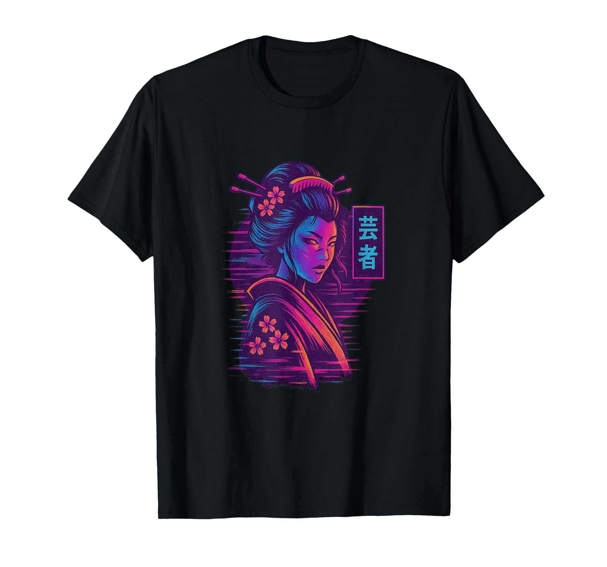 Futuristic Geisha Art Vaporwave T-Shirt - Custom Art Print Men Women - T-Shirt, Sweatshirt, Hoodie