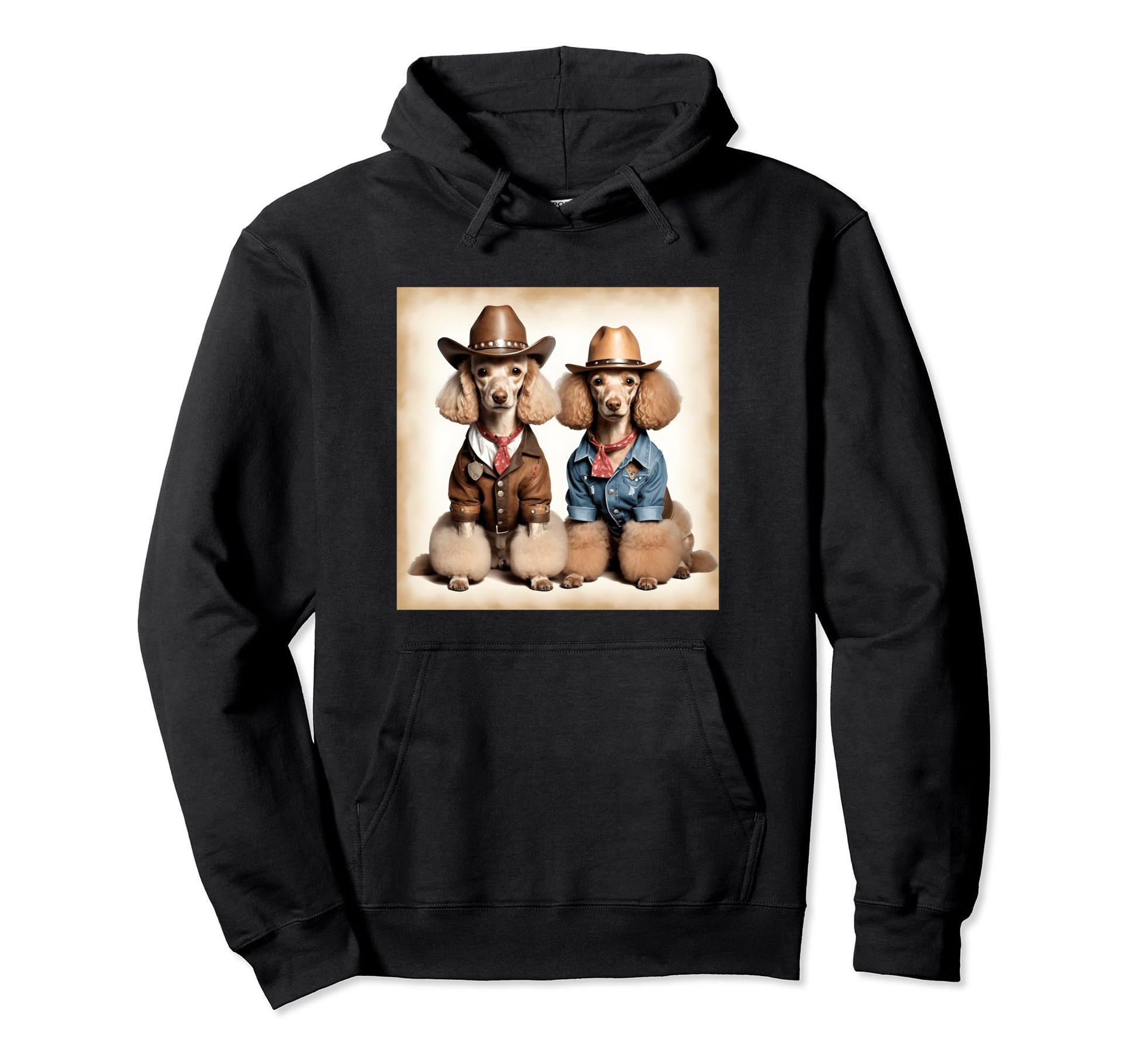 Poodles Cowboys Art Hoodie - Streetwear Style Unisex - T-Shirt, Sweatshirt, Hoodie