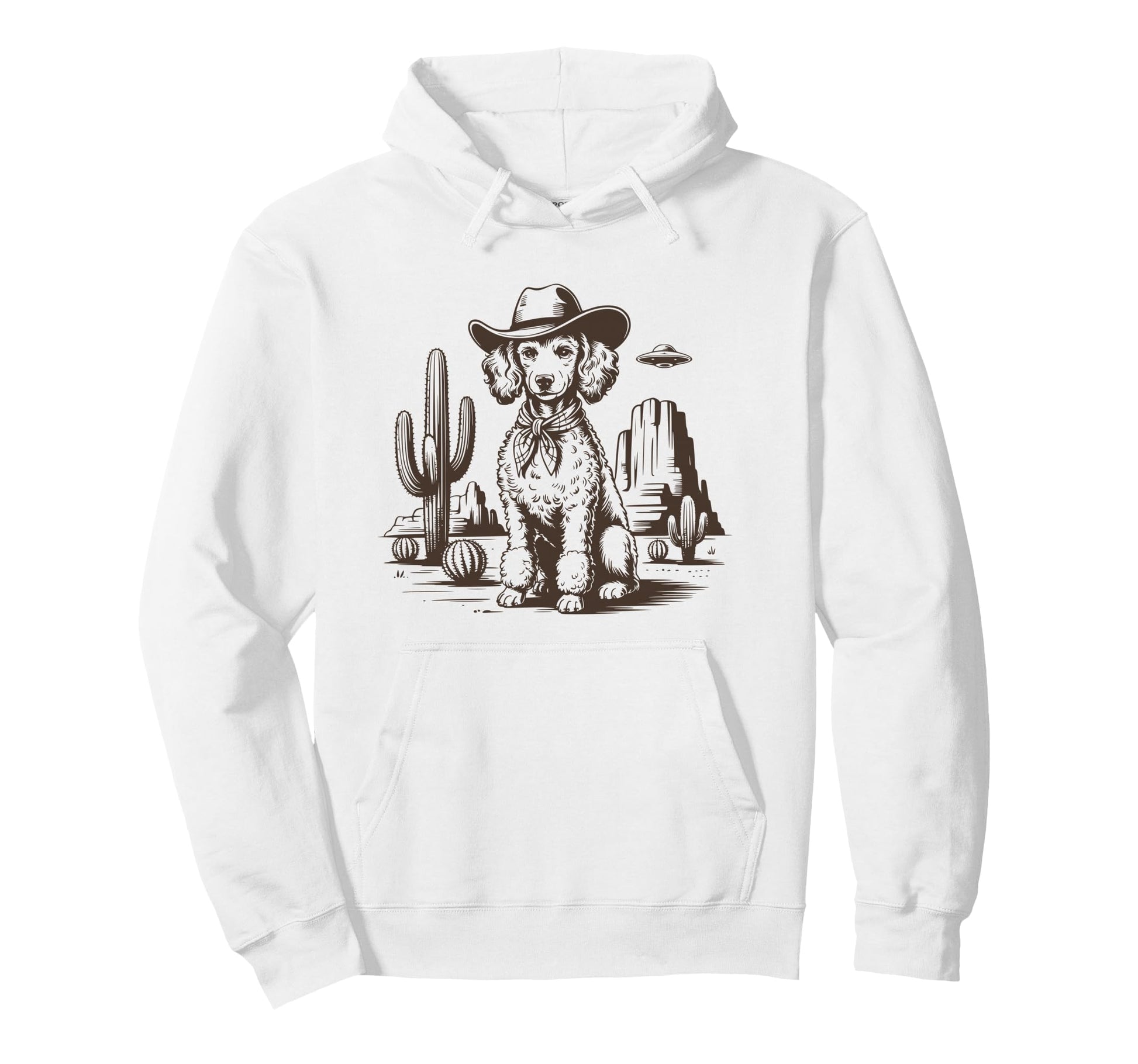 Cowboy Poodle Desert Cactus Western Ufo Hoodie - Graphic Print Men Women - T-Shirt, Sweatshirt, Hoodie