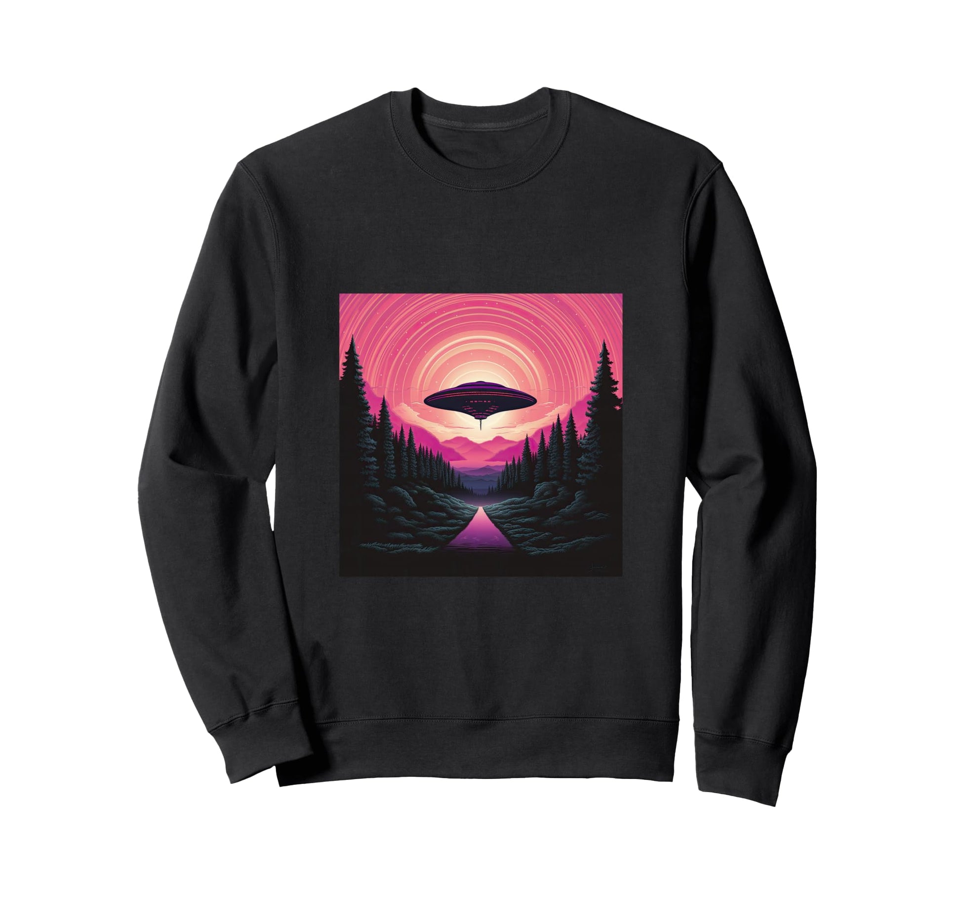 Alien Abduction Alien Vaporwave Sweatshirt - Fun Novelty Design Men Women - T-Shirt, Sweatshirt, Hoodie