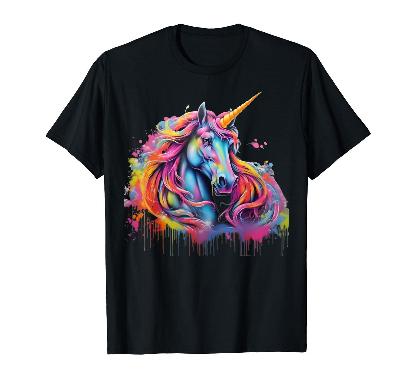 80S Airbrush Rainbow Graffiti Unicorn T-Shirt - Unique Graphic Unisex - T-Shirt, Sweatshirt, Hoodie