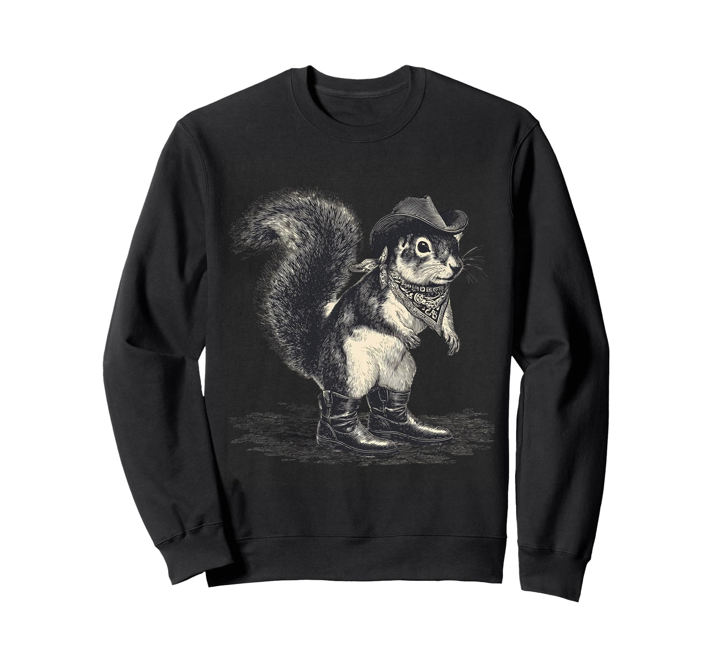 Squirrel Cowboy Rodeo Cowgirl Sweatshirt - Graphic Print for Adults - T-Shirt, Sweatshirt, Hoodie