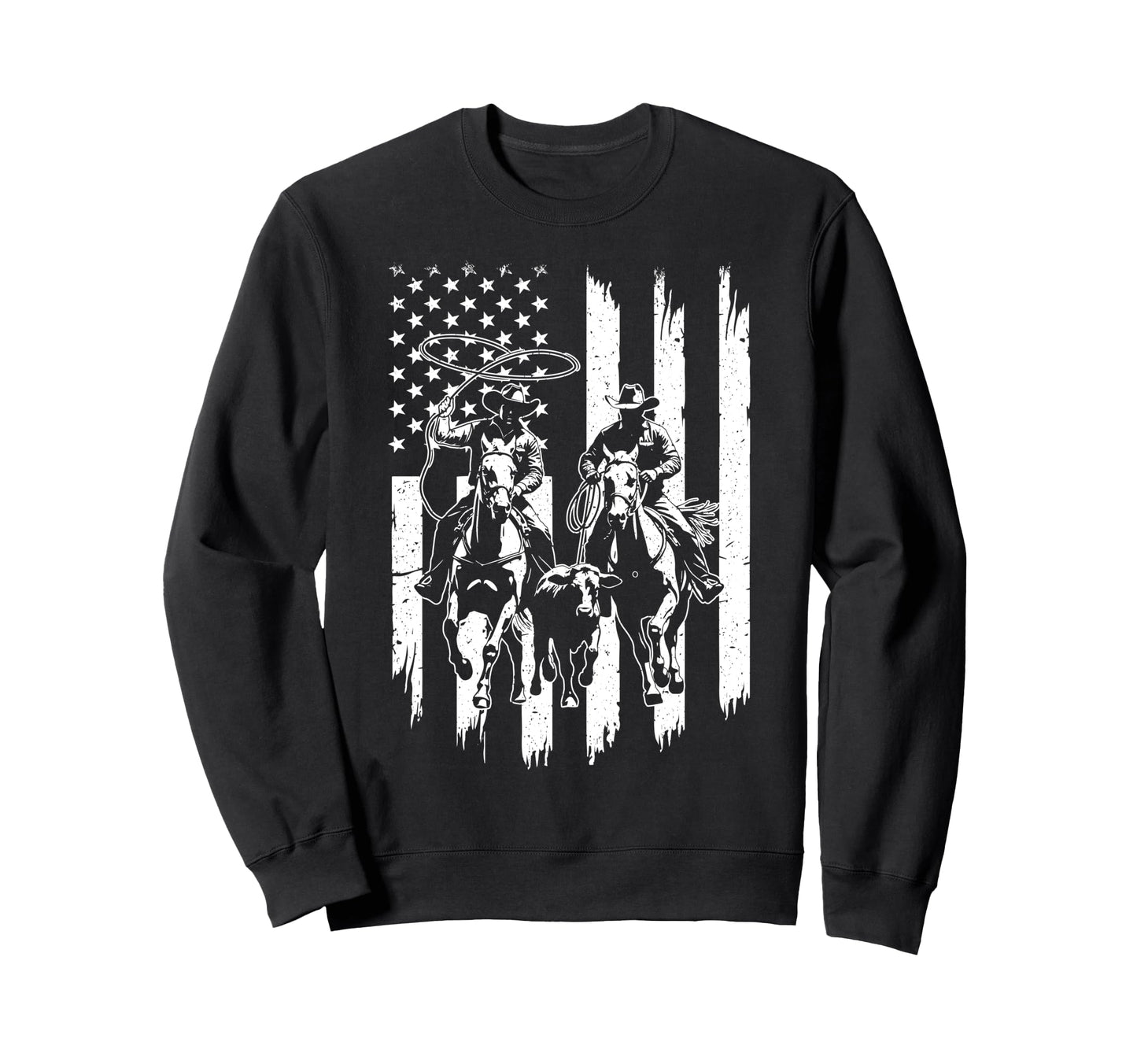 Usa Flag Rodeo Team Roping Sweatshirt - Fun Novelty Design Men Women - T-Shirt, Sweatshirt, Hoodie