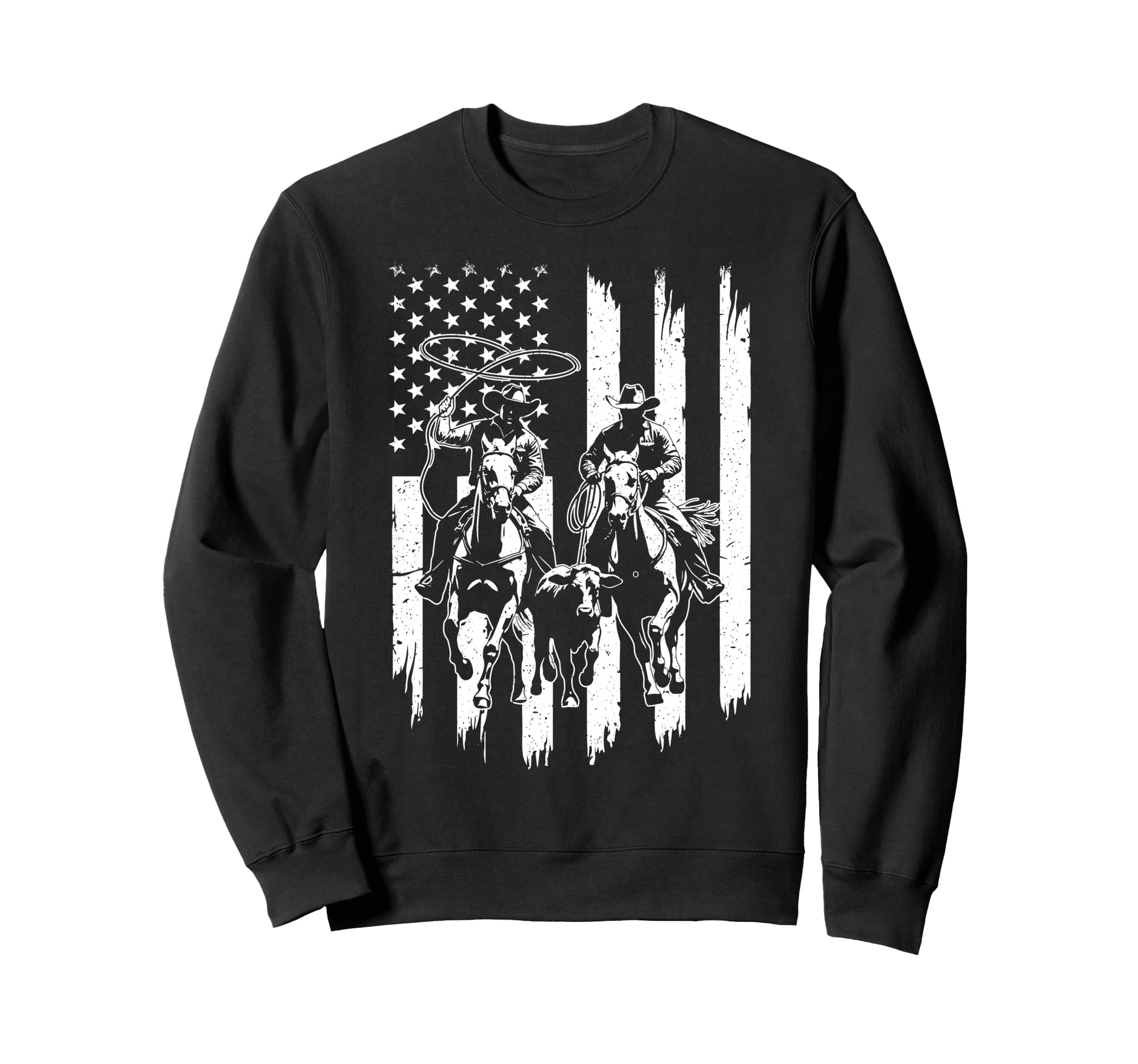 Usa Flag Rodeo Team Roping Sweatshirt - Fun Novelty Design Men Women - T-Shirt, Sweatshirt, Hoodie
