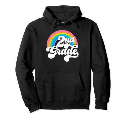 2Nd Grade Rainbow Back To School First Day Hoodie - Novelty Apparel Unisex - T-Shirt, Sweatshirt, Hoodie