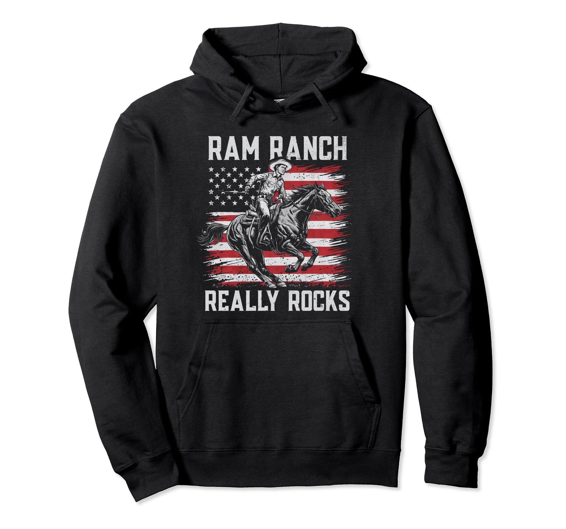 Ram Ranch Really Rocks Cowboy Horseback Hoodie - Aesthetic Graphic Unisex - T-Shirt, Sweatshirt, Hoodie