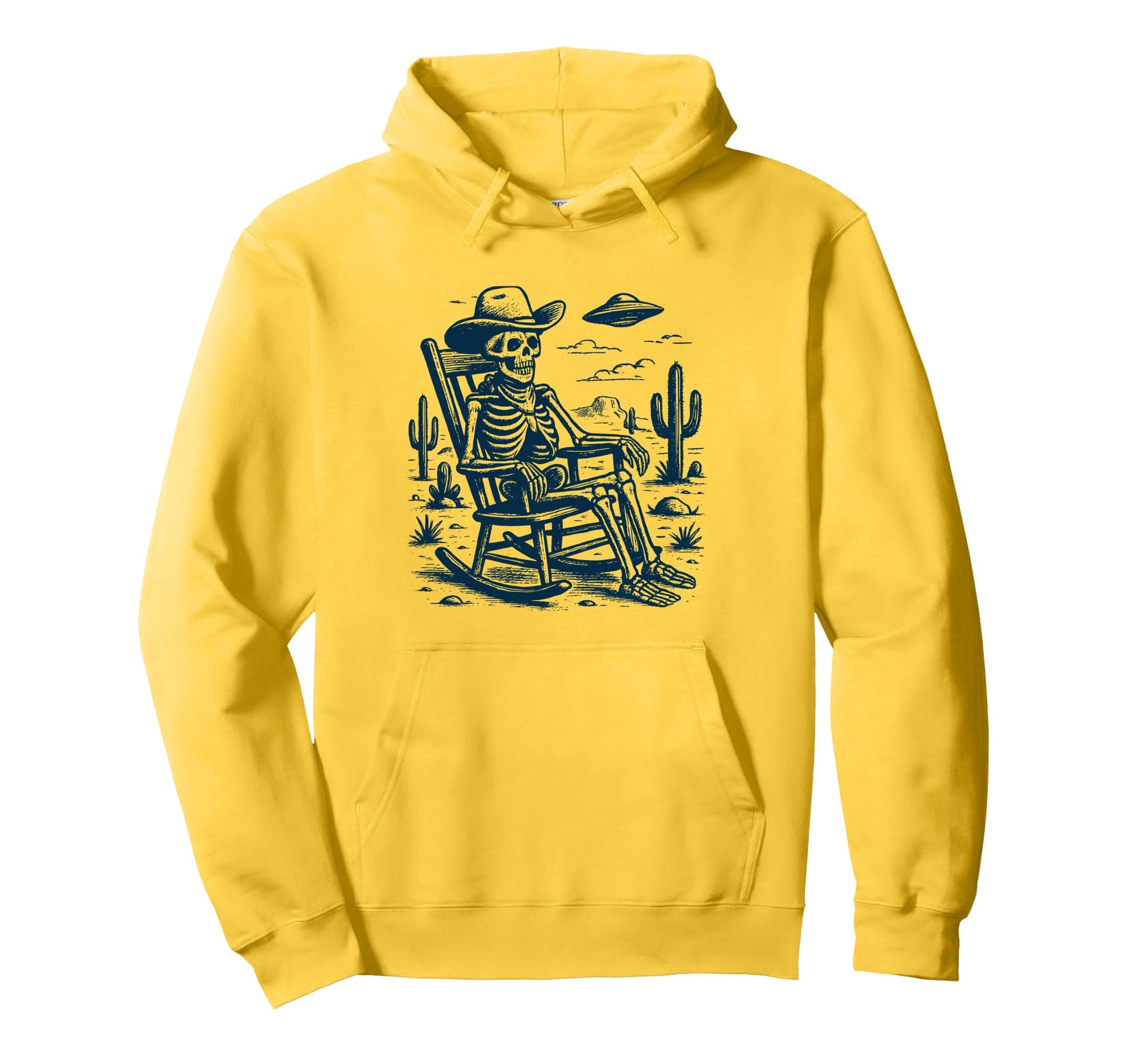 Cowboy Skeleton Ufo Western Halloween Hoodie - Unique Graphic for Adults - T-Shirt, Sweatshirt, Hoodie
