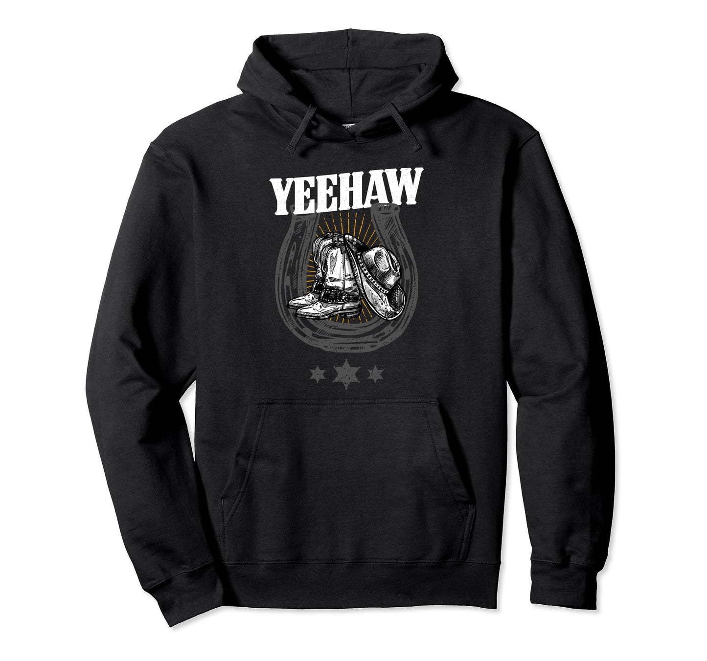 Yeehaw Cowboy Horseshoe Hoodie - Custom Art Print for Adults - T-Shirt, Sweatshirt, Hoodie
