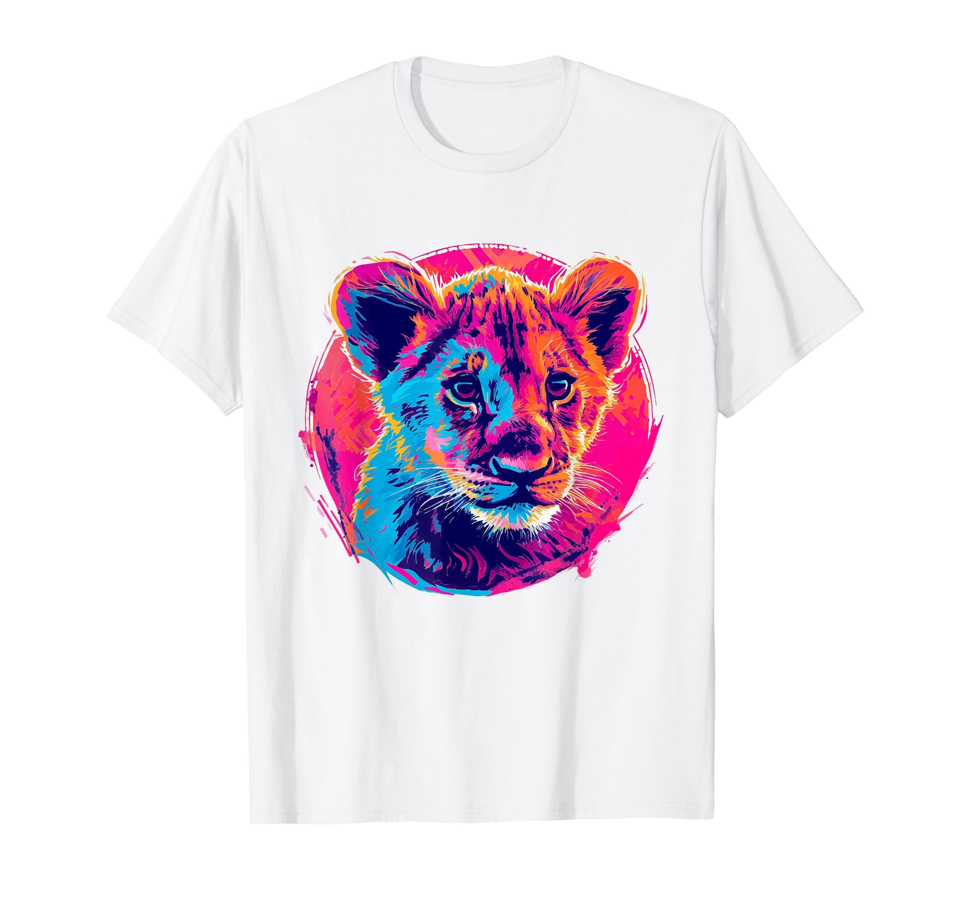 Lion 80S Synthwave And Neon Colors Hoodie - Novelty Apparel Unisex - T-Shirt, Sweatshirt, Hoodie