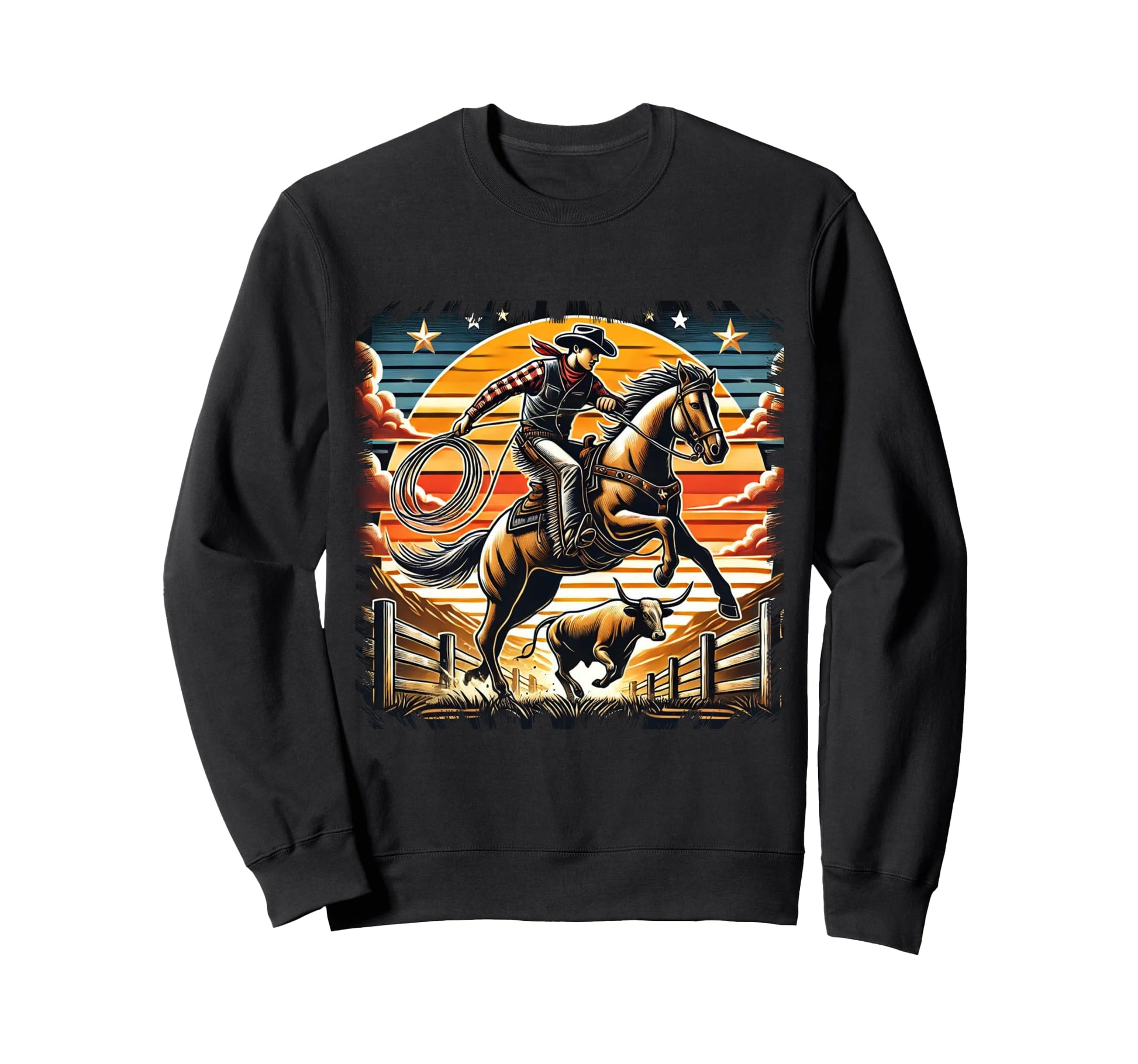 Western Cowboy Roping Wild West Sweatshirt - Streetwear Style Unisex - T-Shirt, Sweatshirt, Hoodie