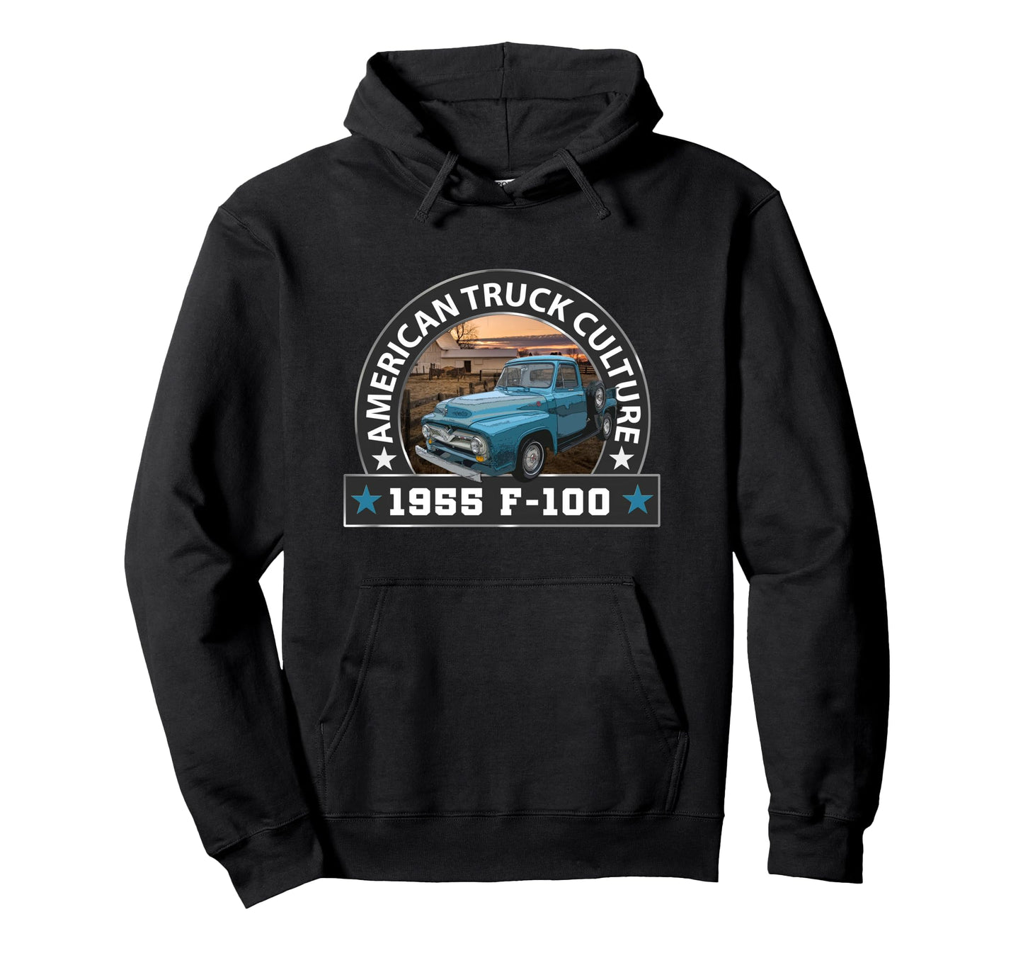 1955 F100 Pickup Truck Big Blue Trucks Hoodie - Trendy Graphic Unisex - T-Shirt, Sweatshirt, Hoodie