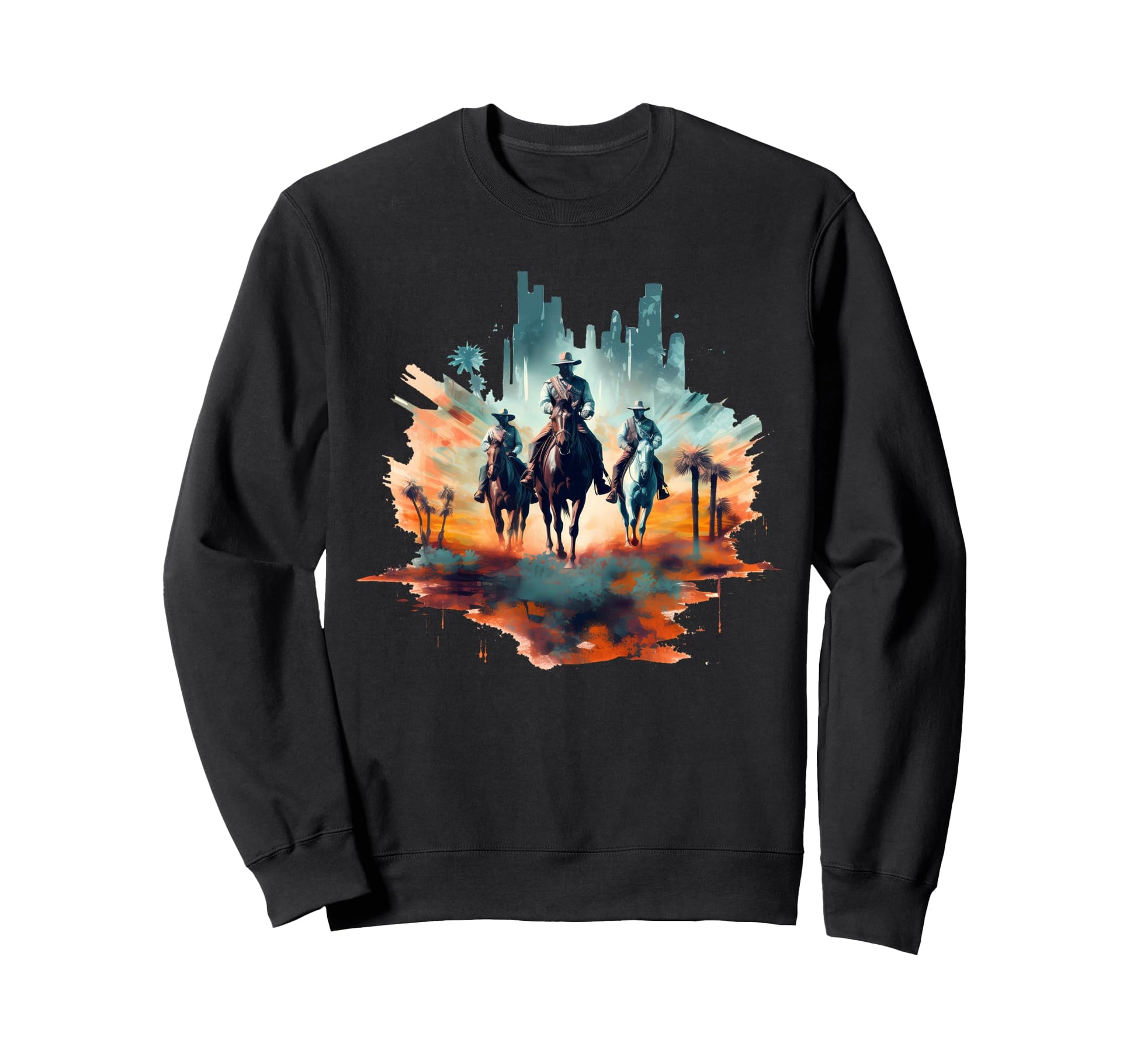 Country Western Cowboy Outlaw Horse Sweatshirt - Trendy Graphic Men Women - T-Shirt, Sweatshirt, Hoodie