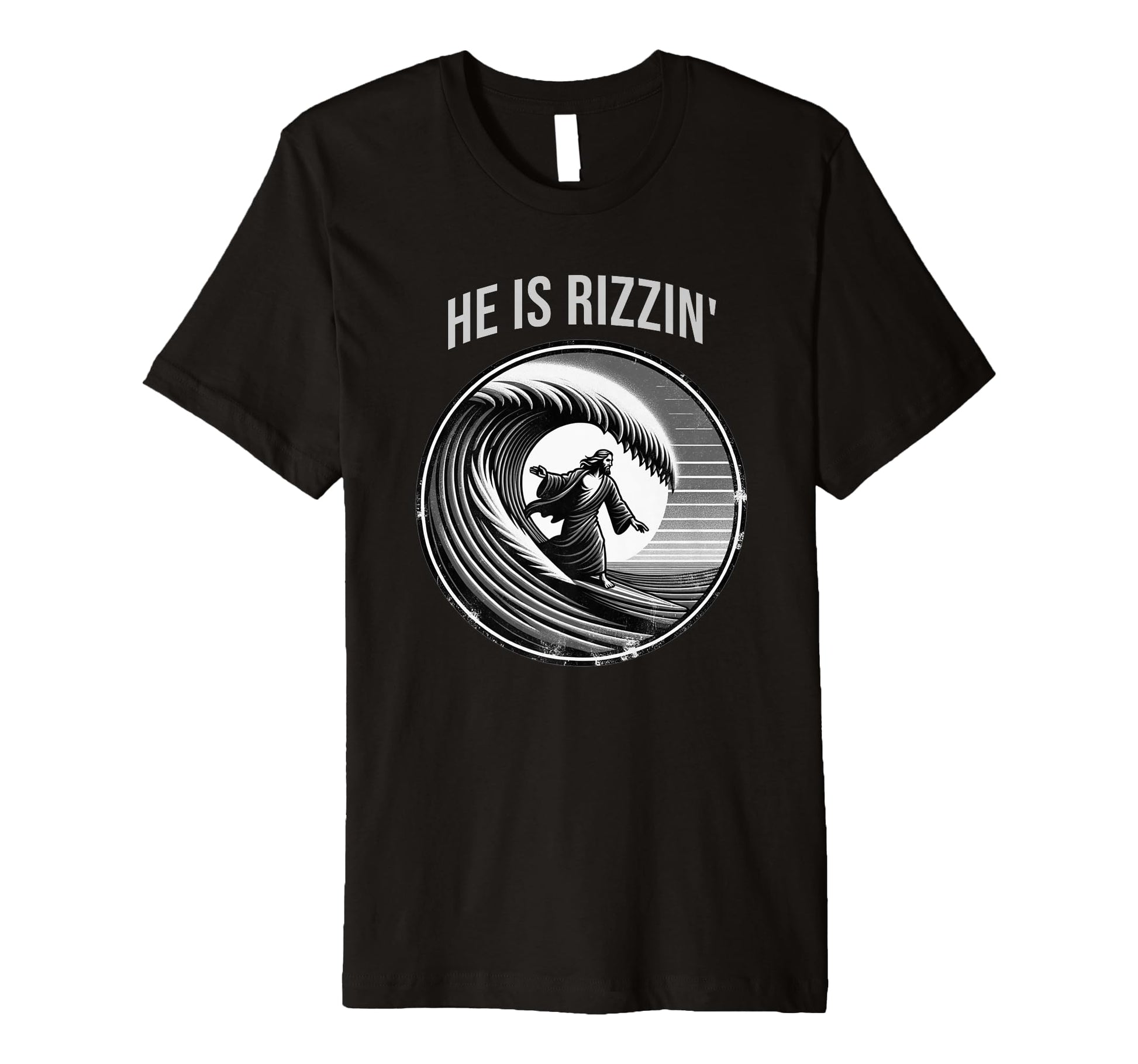 He Is Rizzin Jesus Surfing Funny T-Shirt - Aesthetic Graphic Men Women - T-Shirt, Sweatshirt, Hoodie