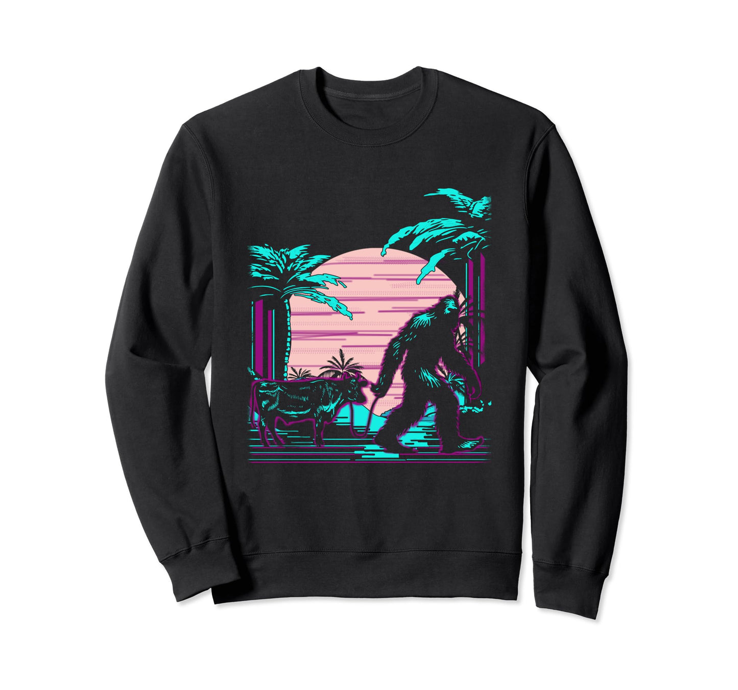 Bigfoot Vaporwave Aesthetic 90S Sweatshirt - Fun Novelty Design for Adults - T-Shirt, Sweatshirt, Hoodie
