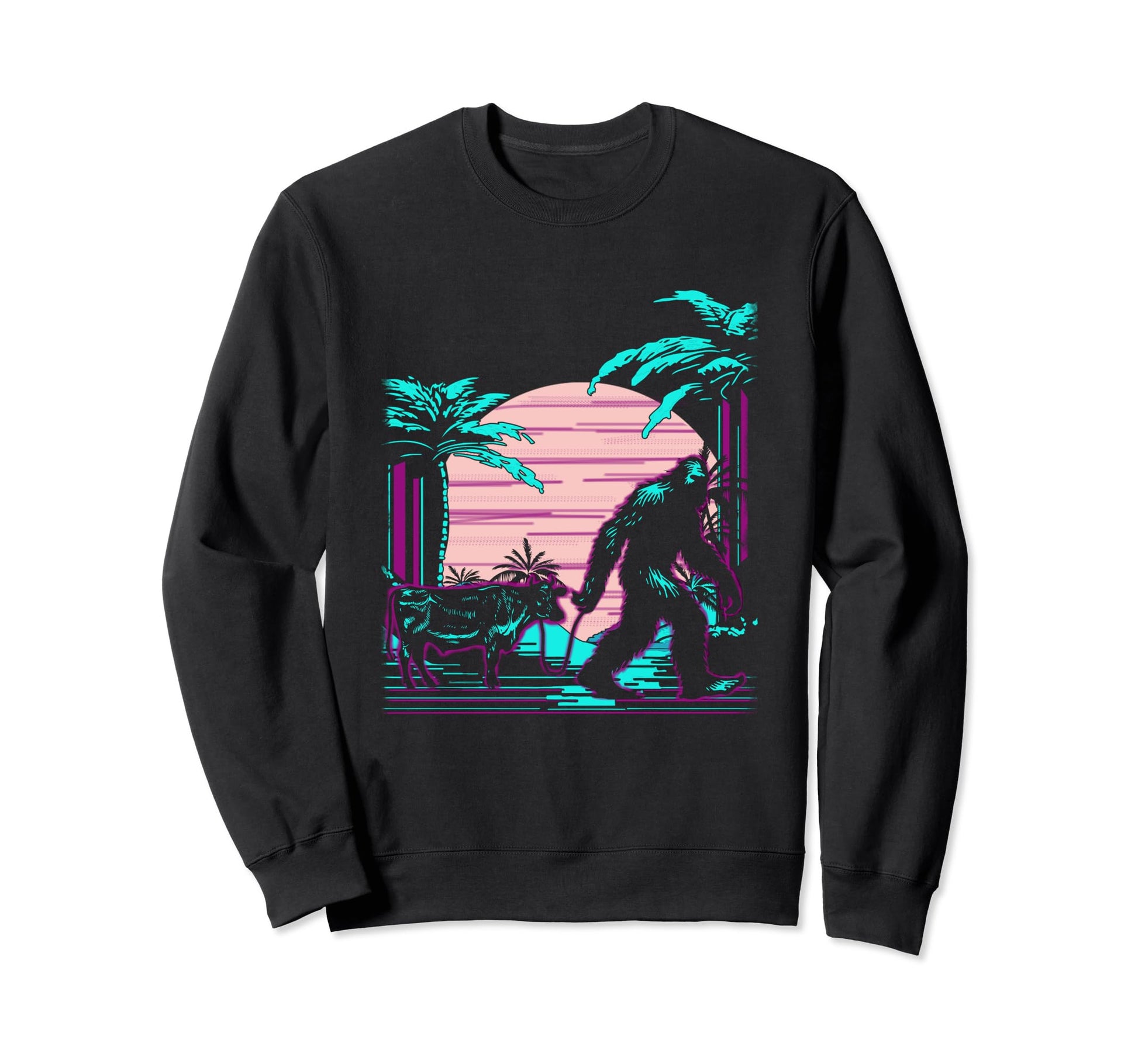 Bigfoot Vaporwave Aesthetic 90S Sweatshirt - Fun Novelty Design for Adults - T-Shirt, Sweatshirt, Hoodie