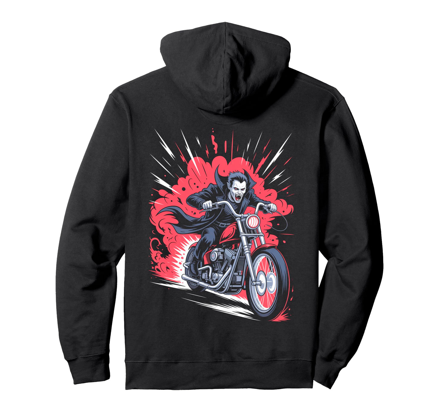 Vampire Biker Riding Motorcycle Outfit Hoodie - Trendy Graphic Men Women - T-Shirt, Sweatshirt, Hoodie