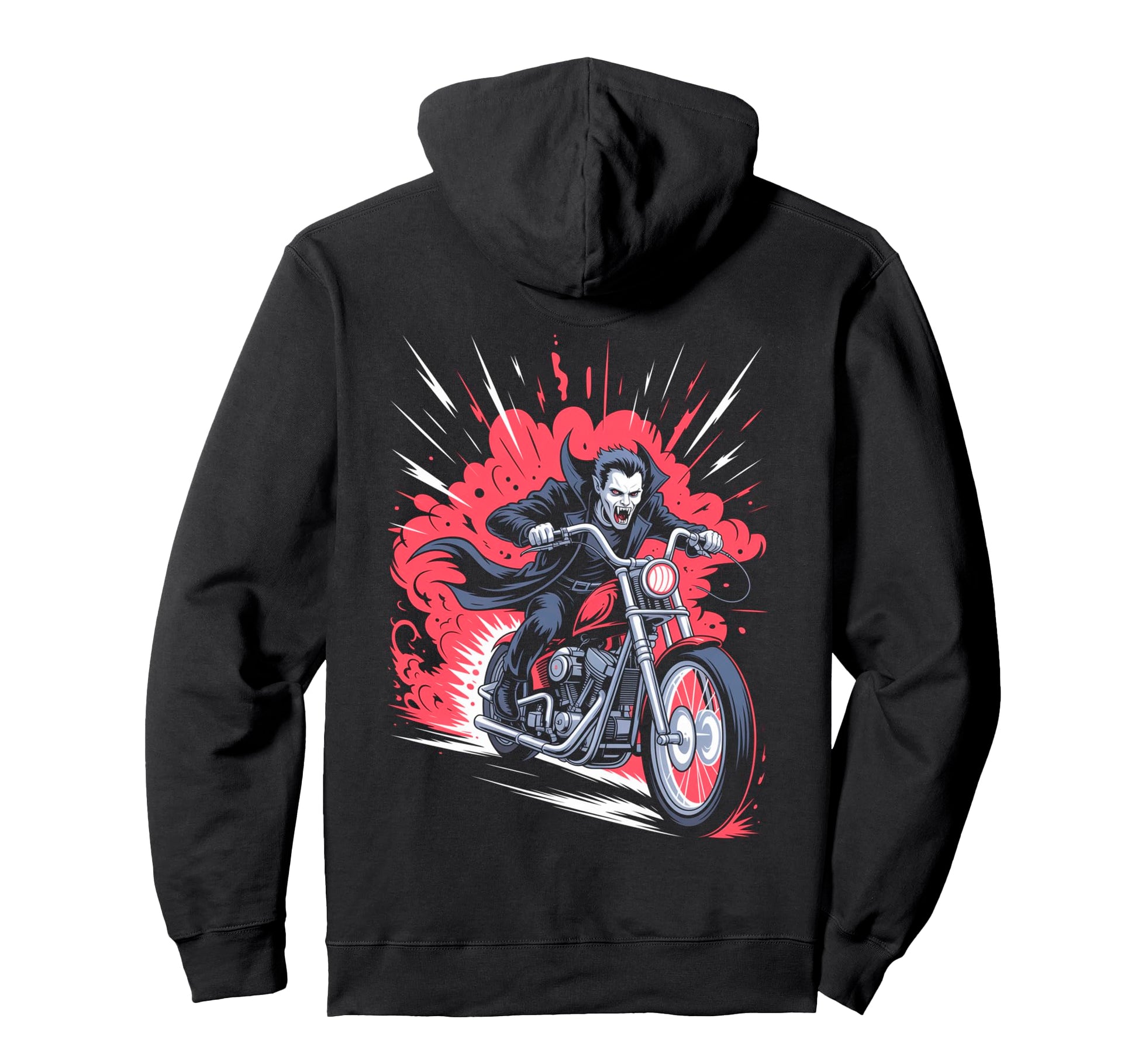 Vampire Biker Riding Motorcycle Outfit Hoodie - Trendy Graphic Men Women - T-Shirt, Sweatshirt, Hoodie