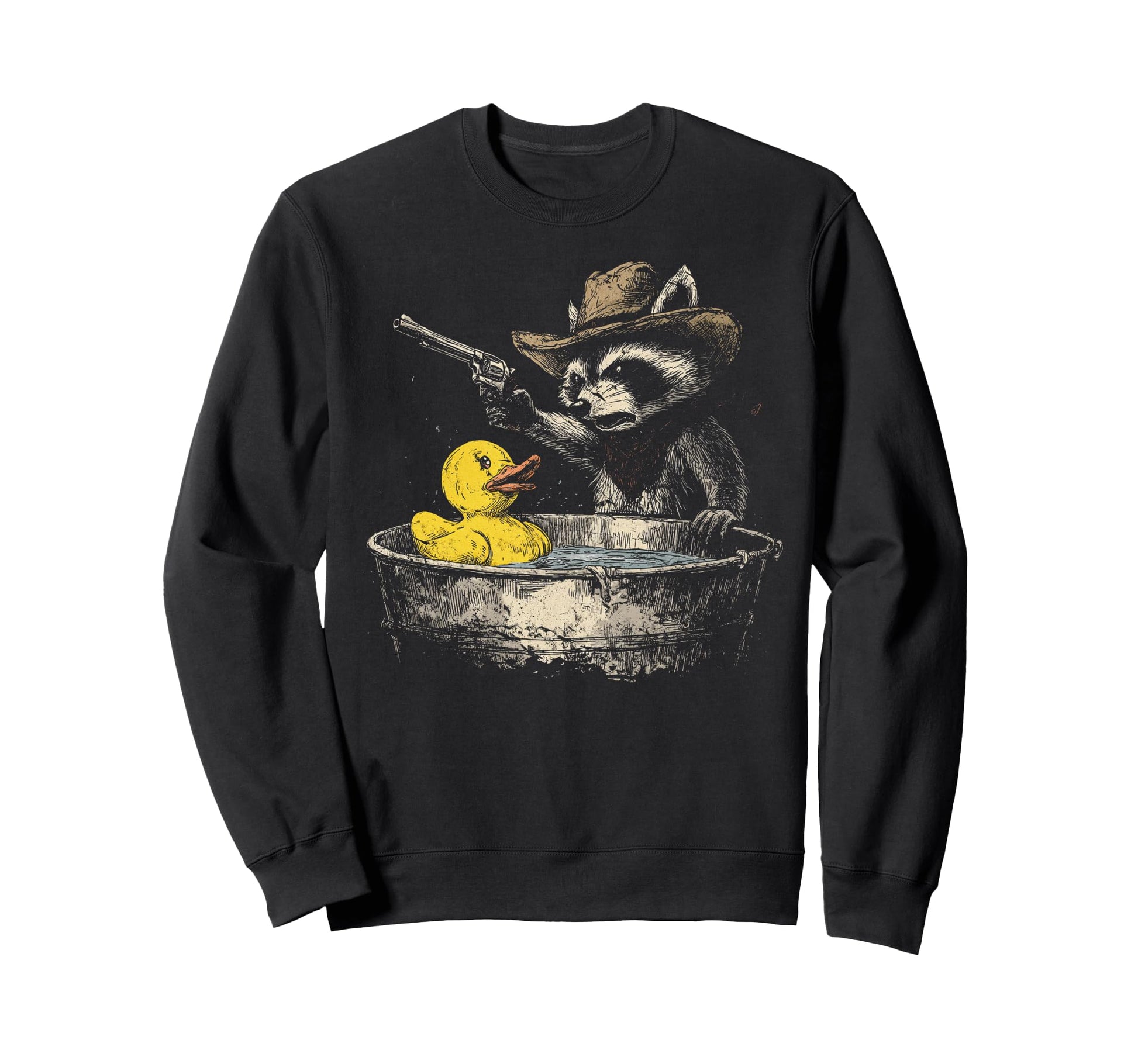 Funny Weirdcore Raccoon Cowboy Sweatshirt - Trendy Graphic for Adults - T-Shirt, Sweatshirt, Hoodie