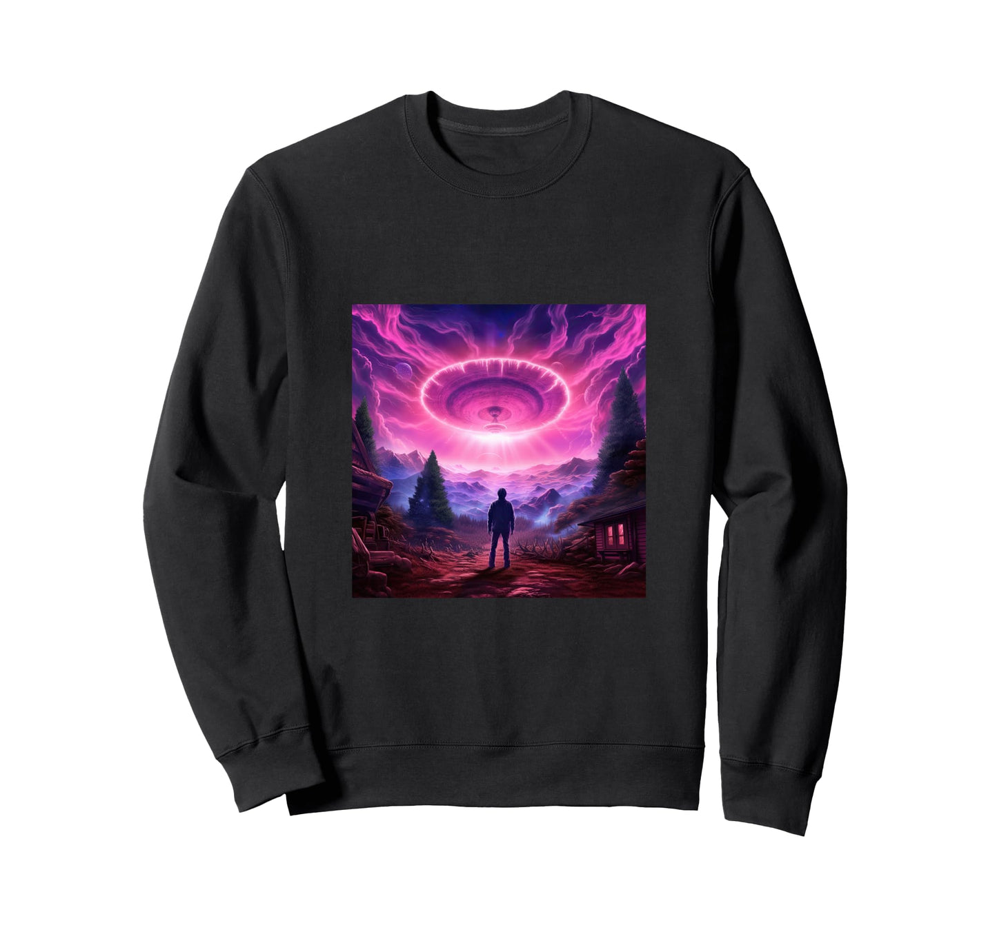 Alien Abduction Alien Vaporwave Ufo Sweatshirt - Graphic Print for Adults - T-Shirt, Sweatshirt, Hoodie